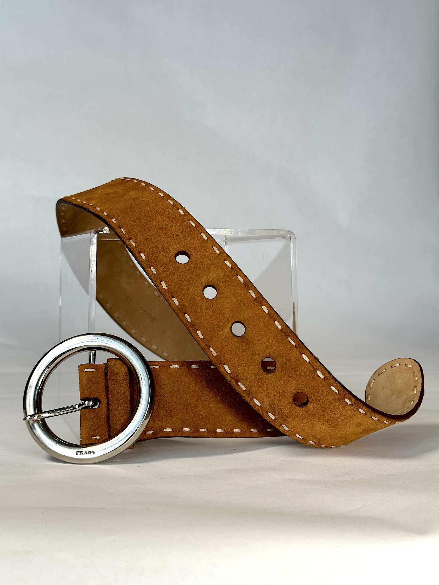 Vintage Prada belt Prada Belt Silver Buckle Vintage Prada Belt Leather In Black  main image 3