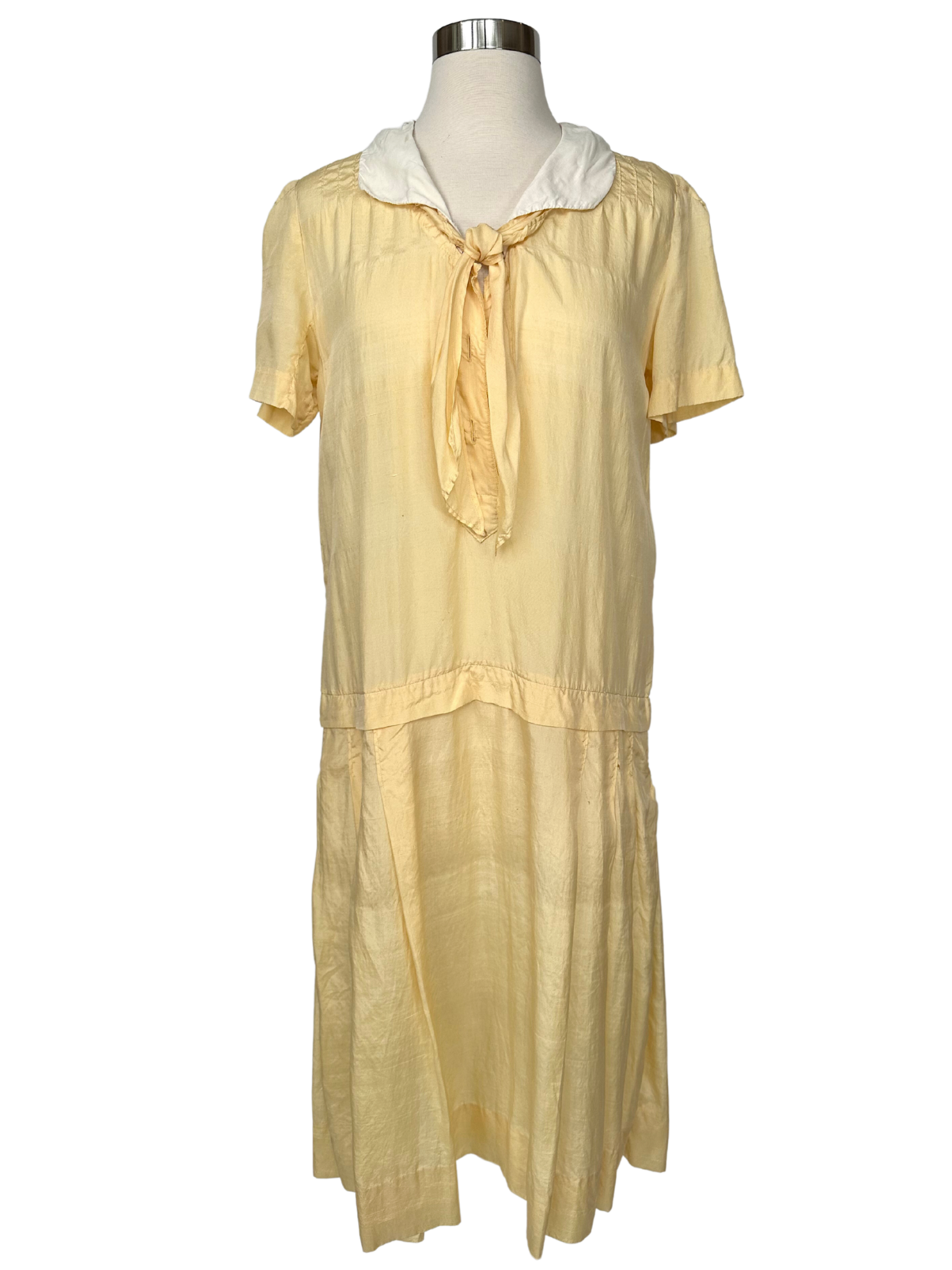 Vintage 1920s Yellow Cotton Flapper Dress