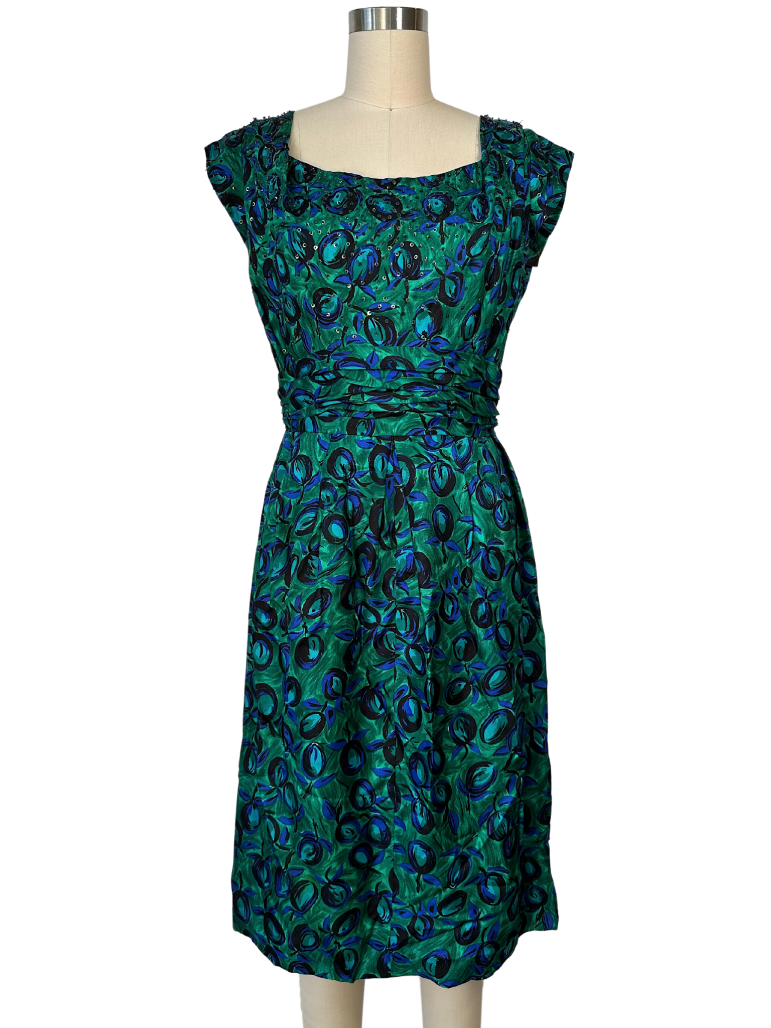 Vintage 1950s Adele Simpson Floral Dress - S - M