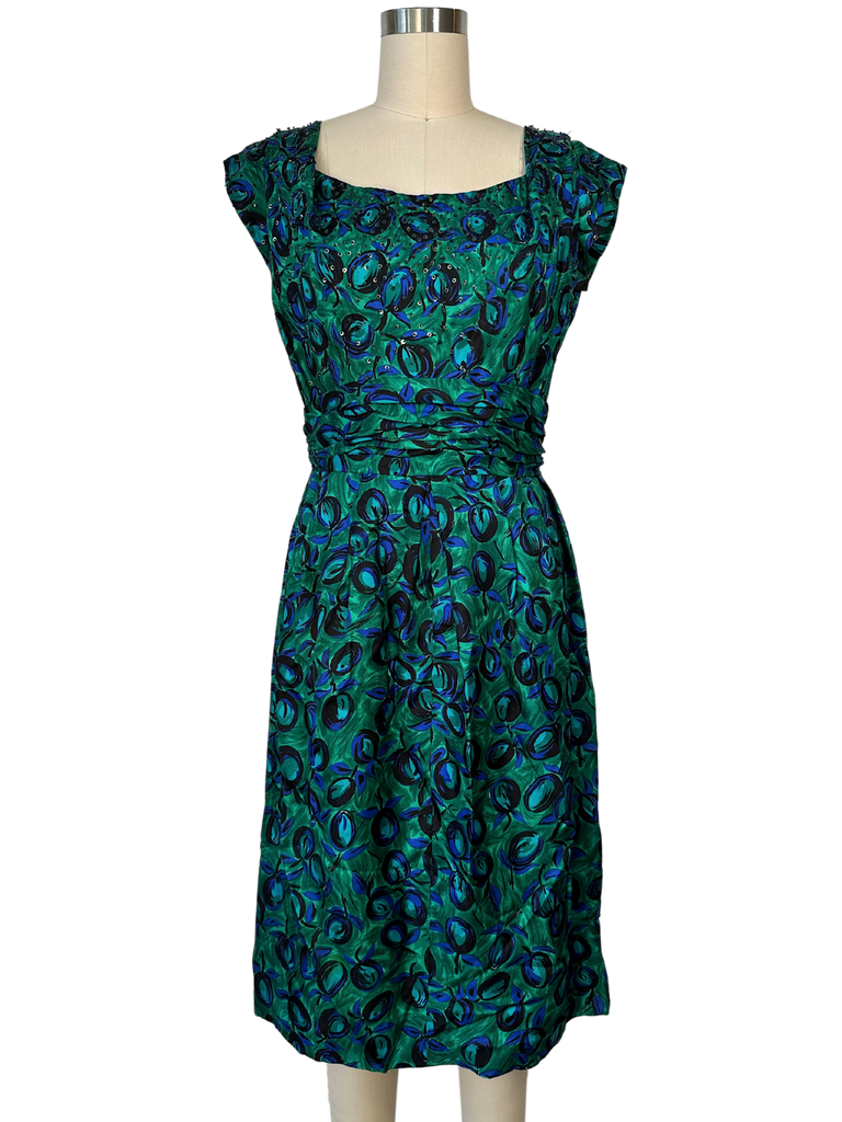 Vintage 1950s Adele Simpson Floral Dress - S - M