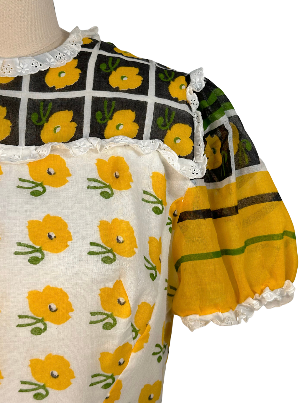 Vintage 70s French Cottagecore Prairie Dress - S - M