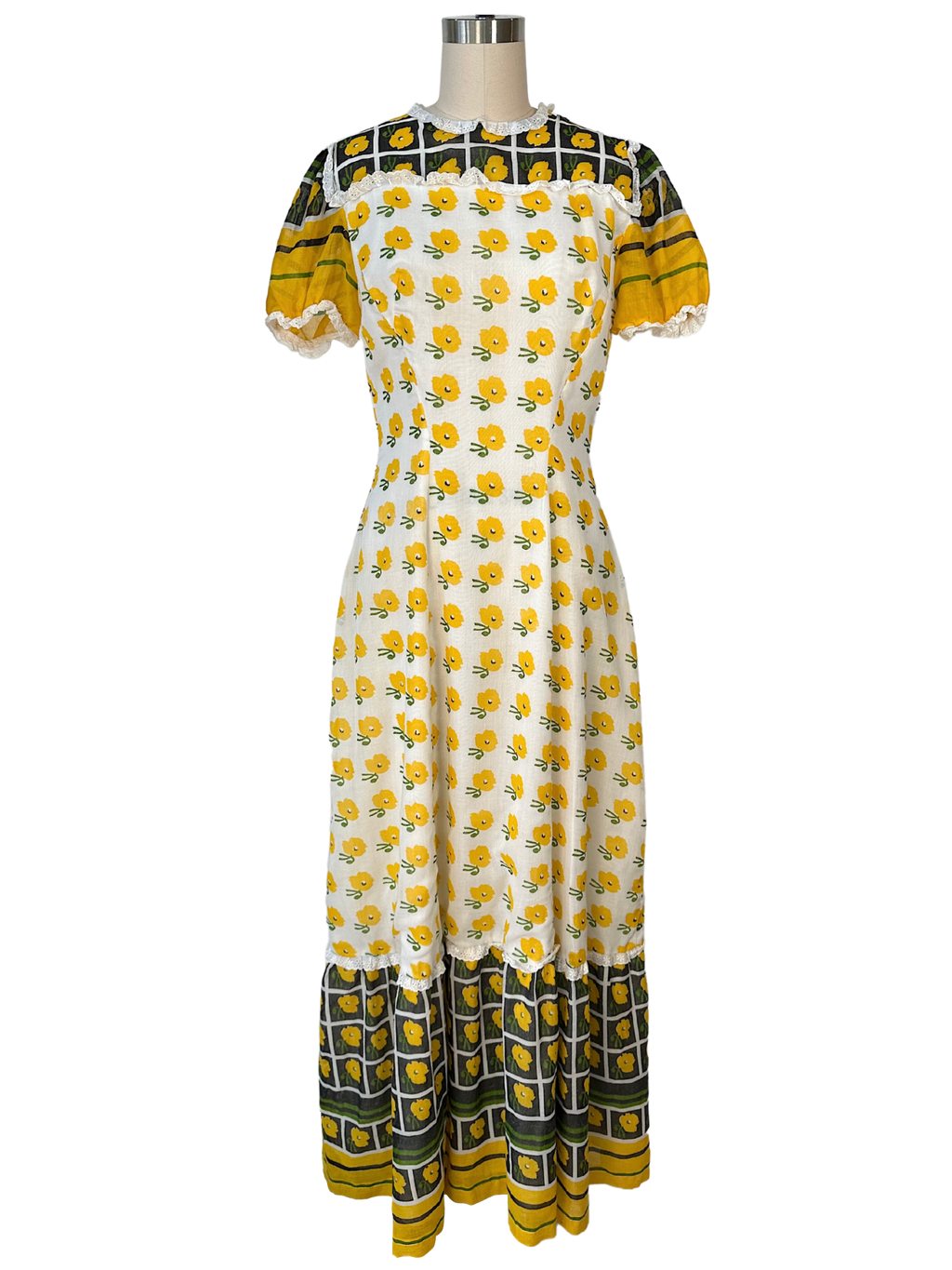 Vintage 70s French Cottagecore Prairie Dress - S - M
