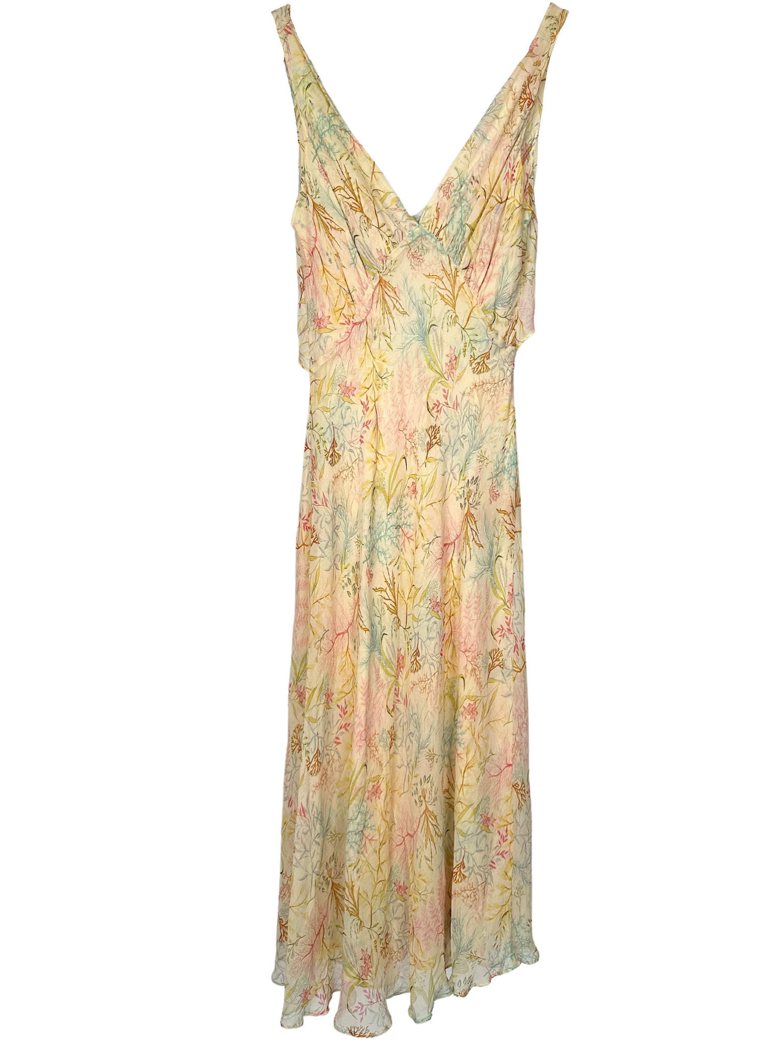 Vintage Y2K Diane von Furstenberg Silk Foliage Slip Dress - XS