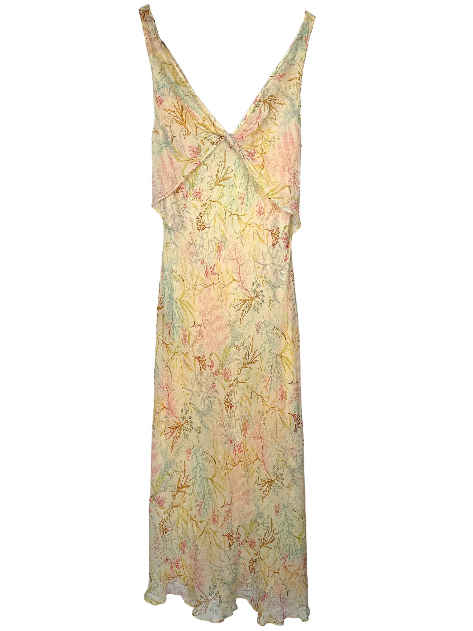 Vintage Y2K Diane von Furstenberg Silk Foliage Slip Dress - XS