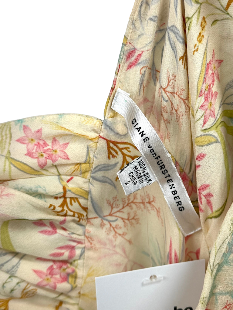 Vintage Y2K Diane von Furstenberg Silk Foliage Slip Dress - XS