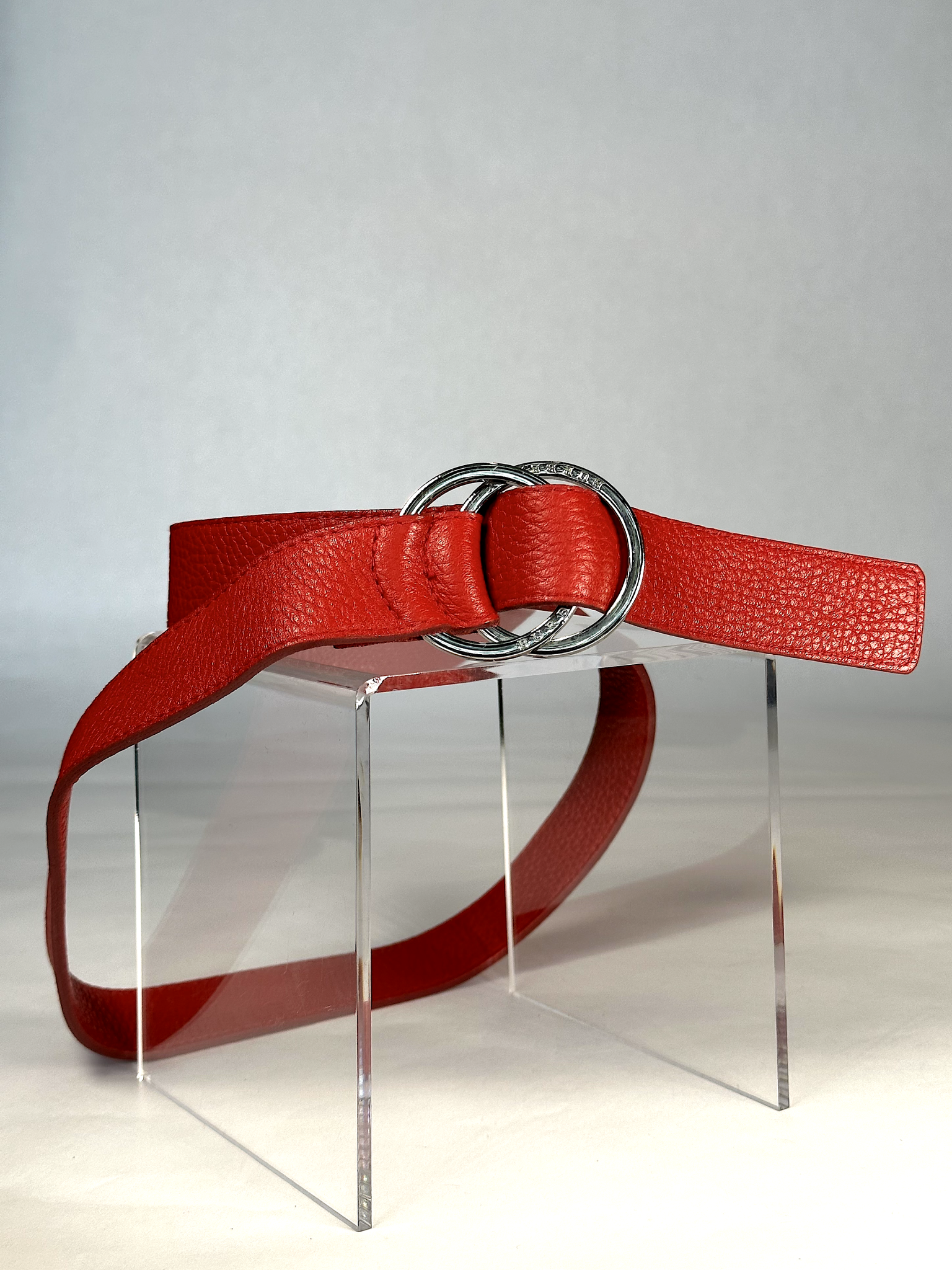 Vintage Red Burberry Ring Belt - S - M