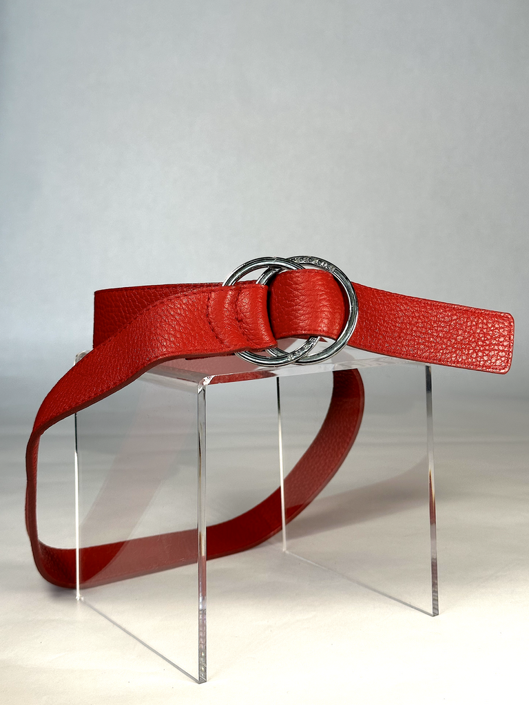 Vintage Red Burberry Ring Belt - S - M