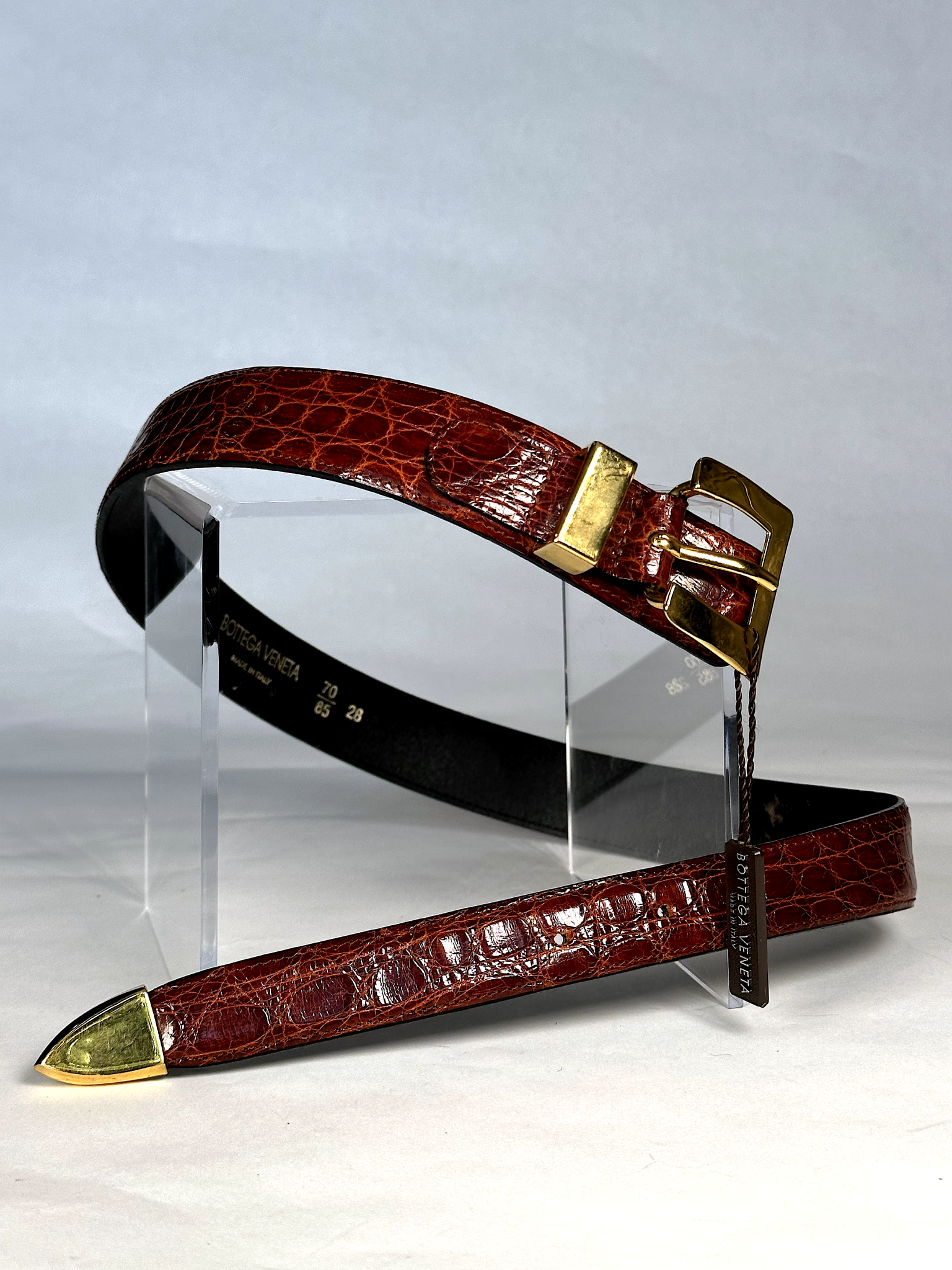 NWT Bottega Veneta Red Brown Leather Belt - S