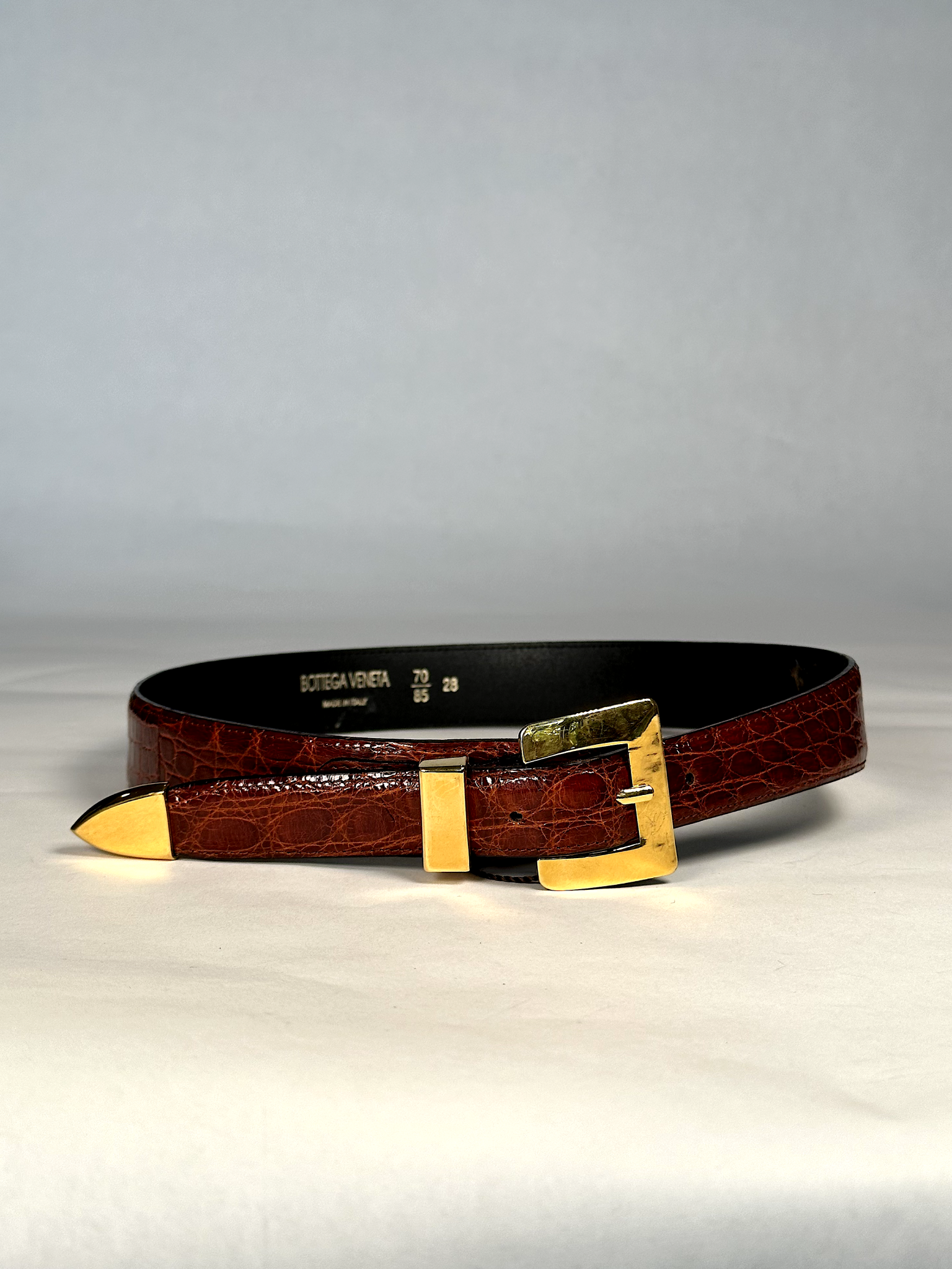 NWT Bottega Veneta Red Brown Leather Belt - S