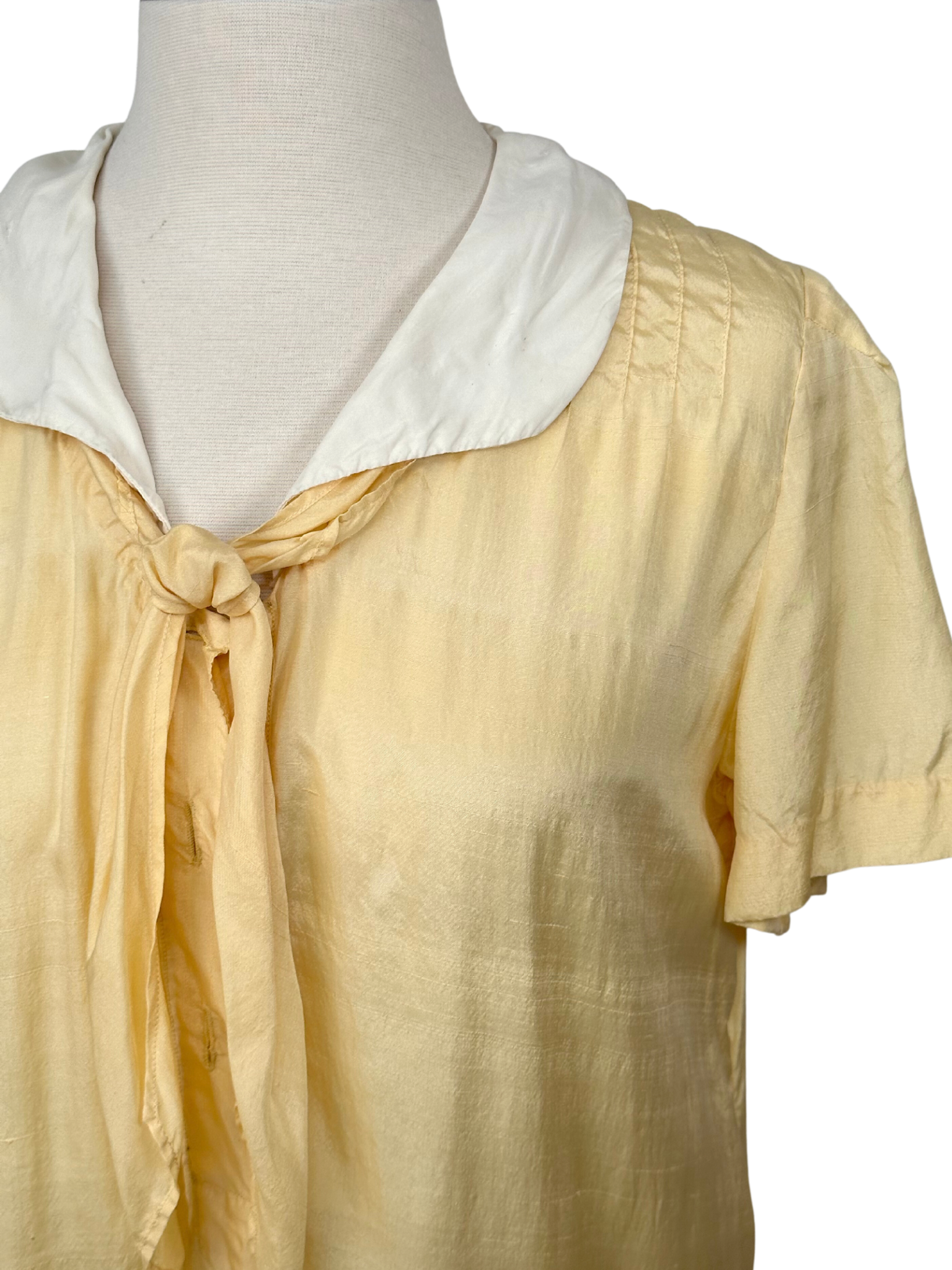 Vintage 1920s Yellow Cotton Flapper Dress - M