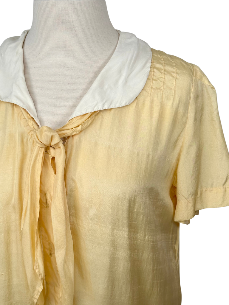 Vintage 1920s Yellow Cotton Flapper Dress - M