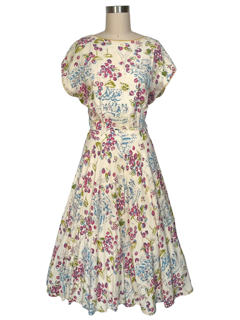 Vintage 1950s Ellen Kaye Paris Themed Day Dress - S