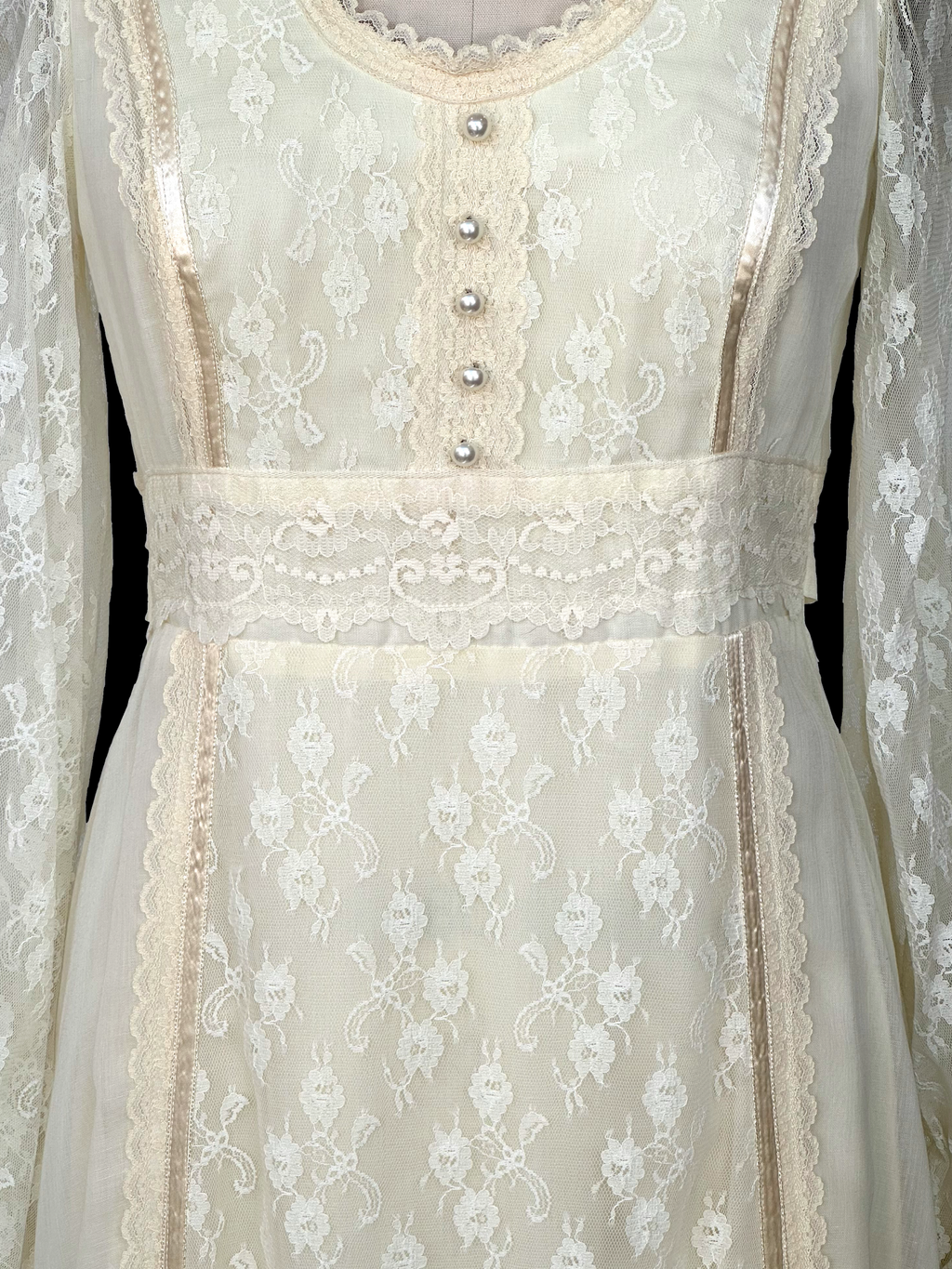 Vintage Gunne Sax Lace Maxi Cottagecore Dress - S - S/M