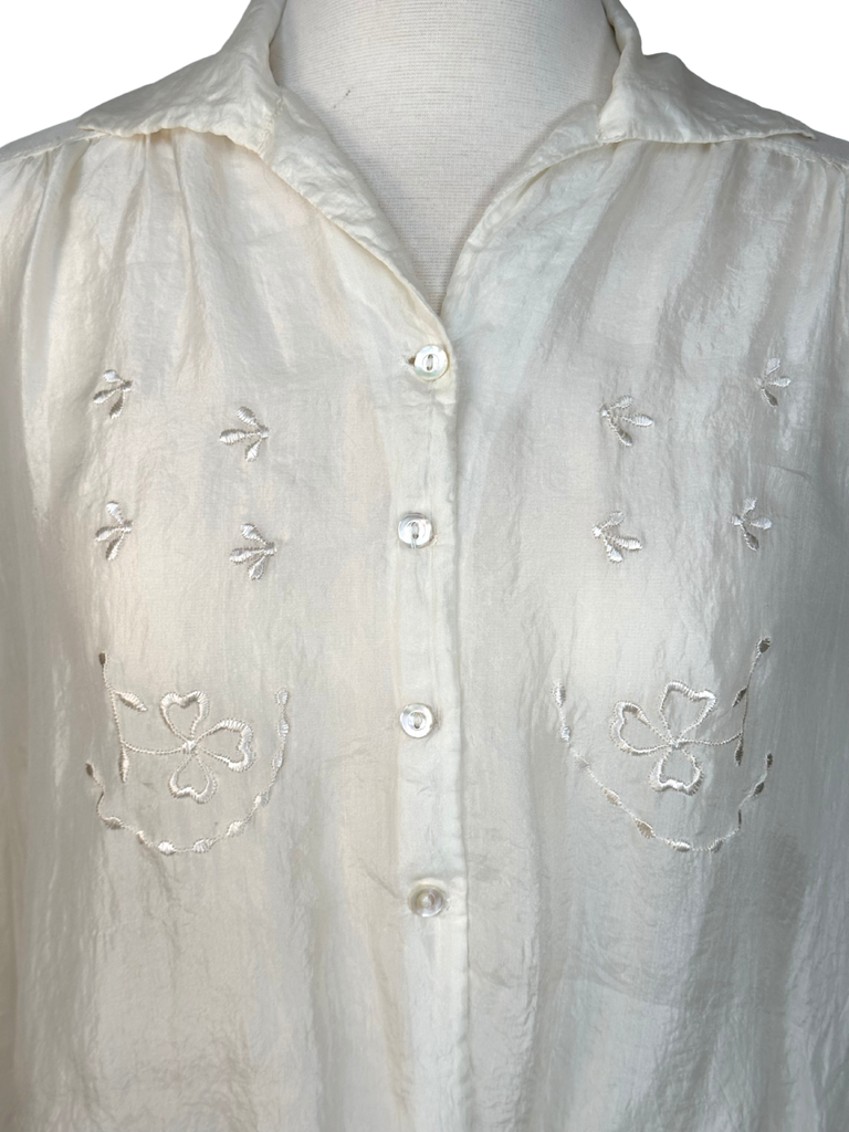 Vintage 1920s Embroidered Cotton Voile Blouse