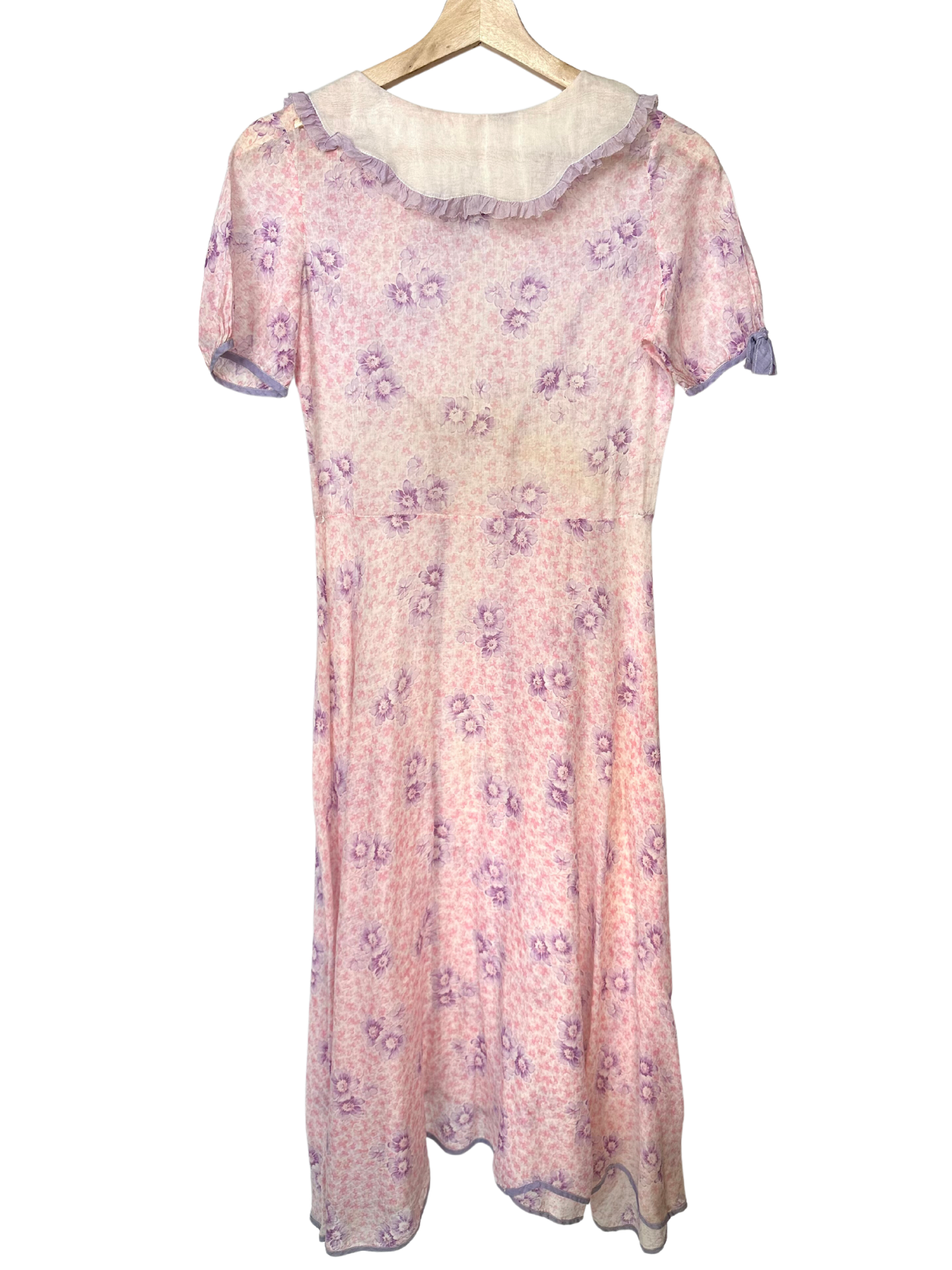 Vintage 1930s Pink Floral Cotton Dress - S