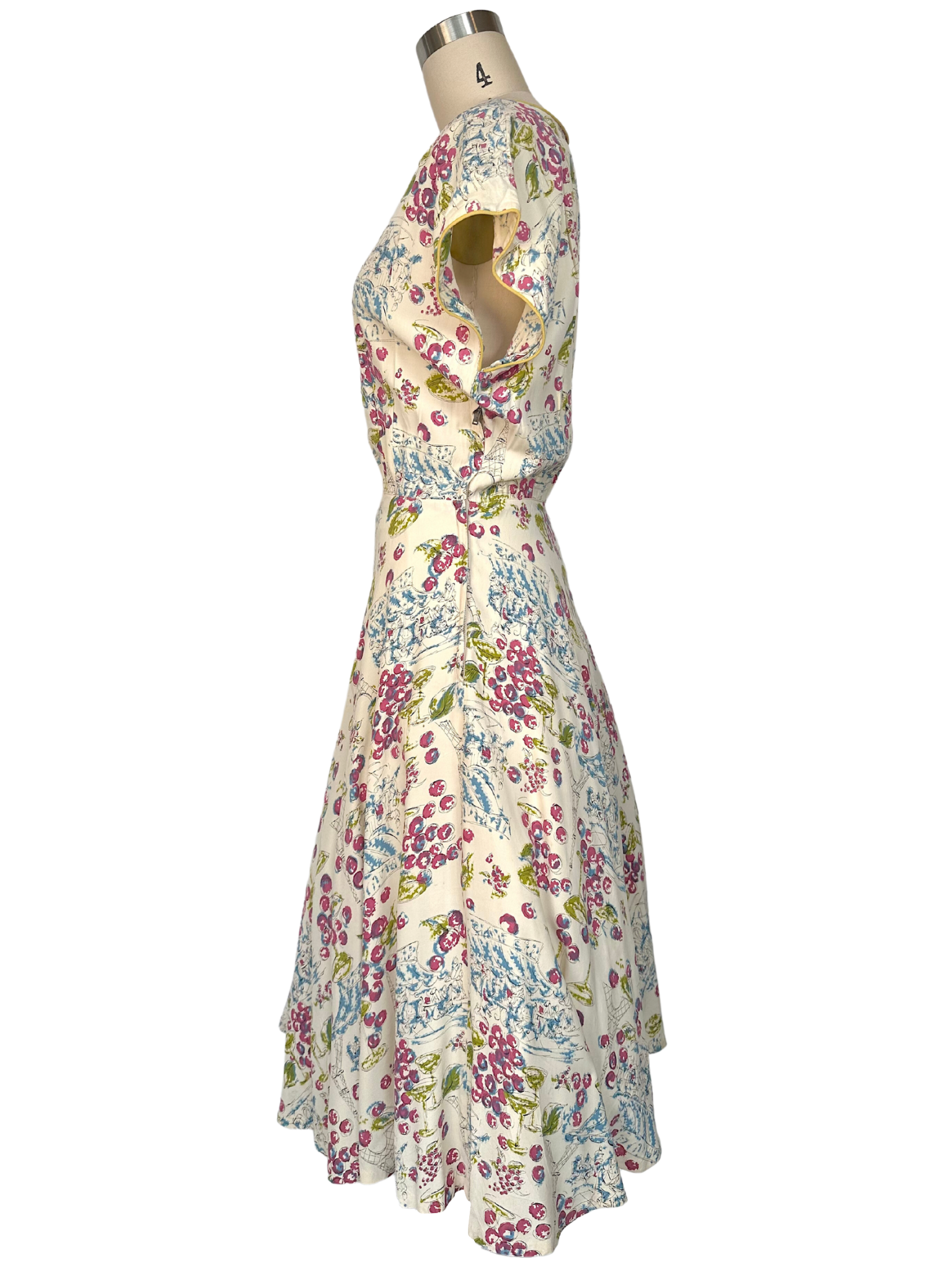 Vintage 1950s Ellen Kaye Paris Themed Day Dress - S