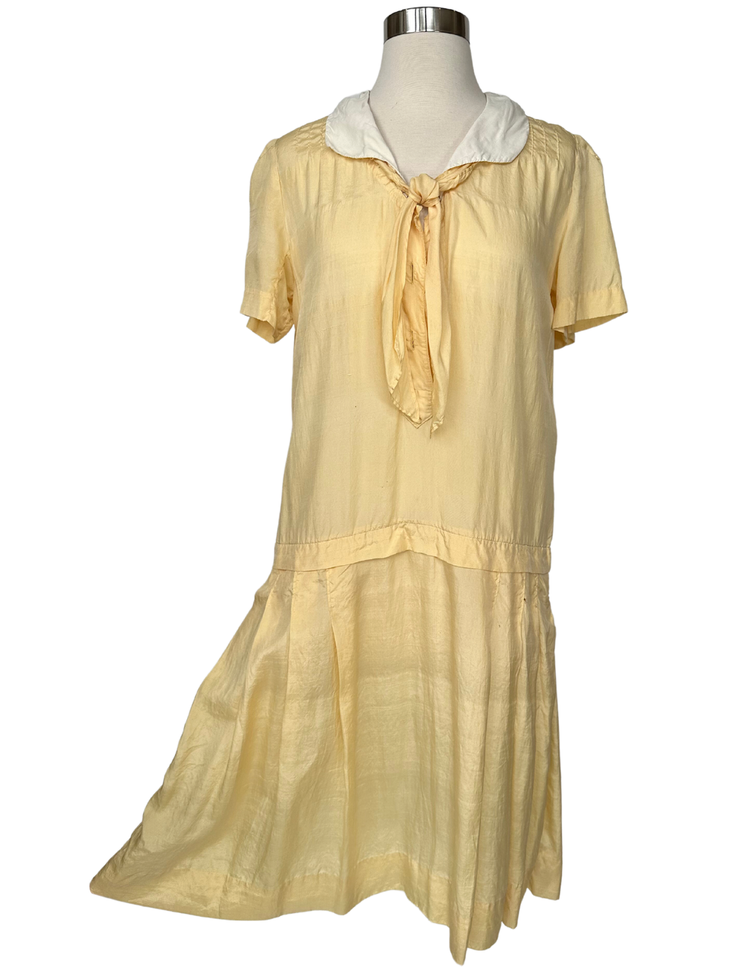 Vintage 1920s Yellow Cotton Flapper Dress - M