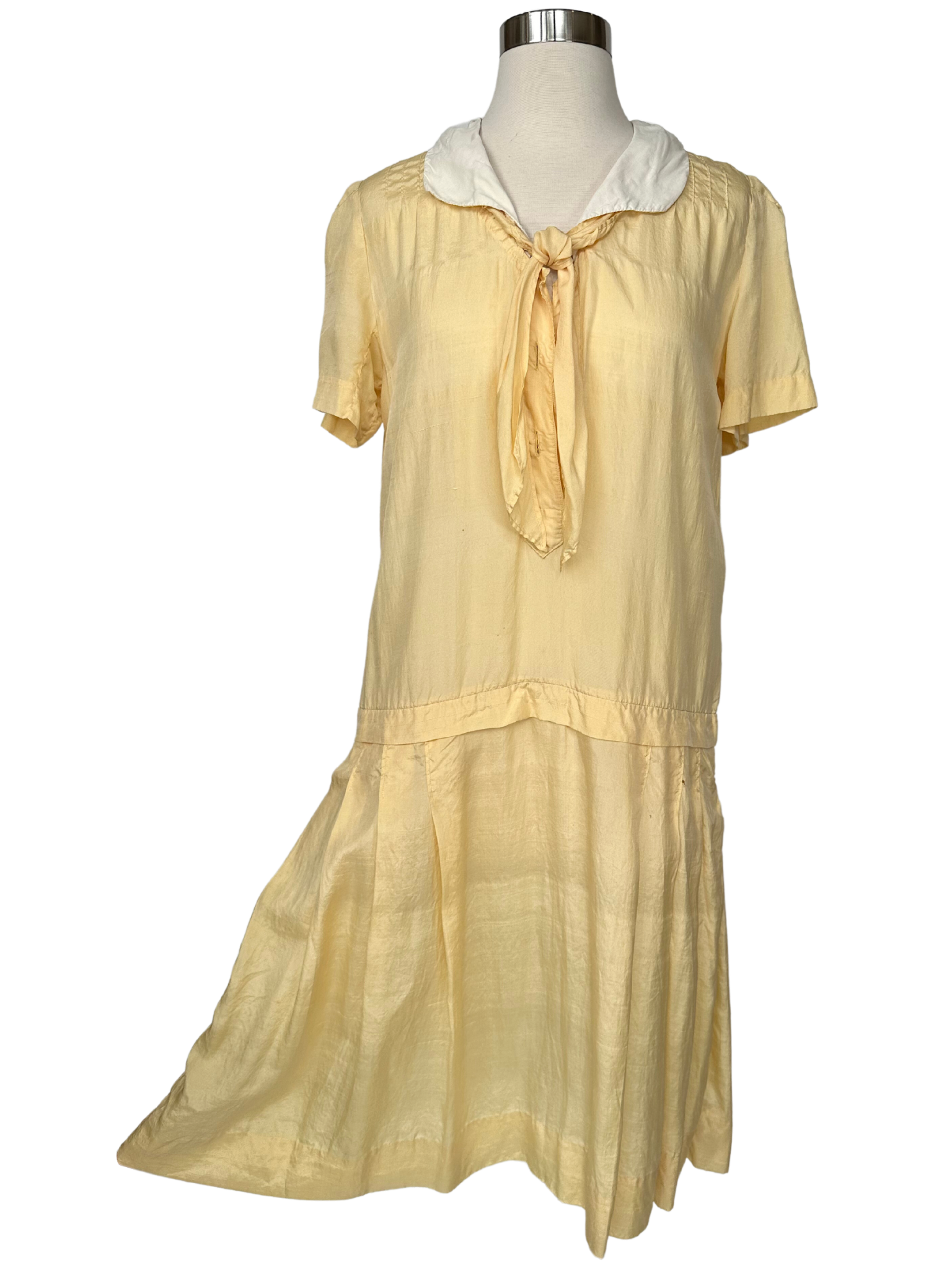 Vintage 1920s Yellow Cotton Flapper Dress - M