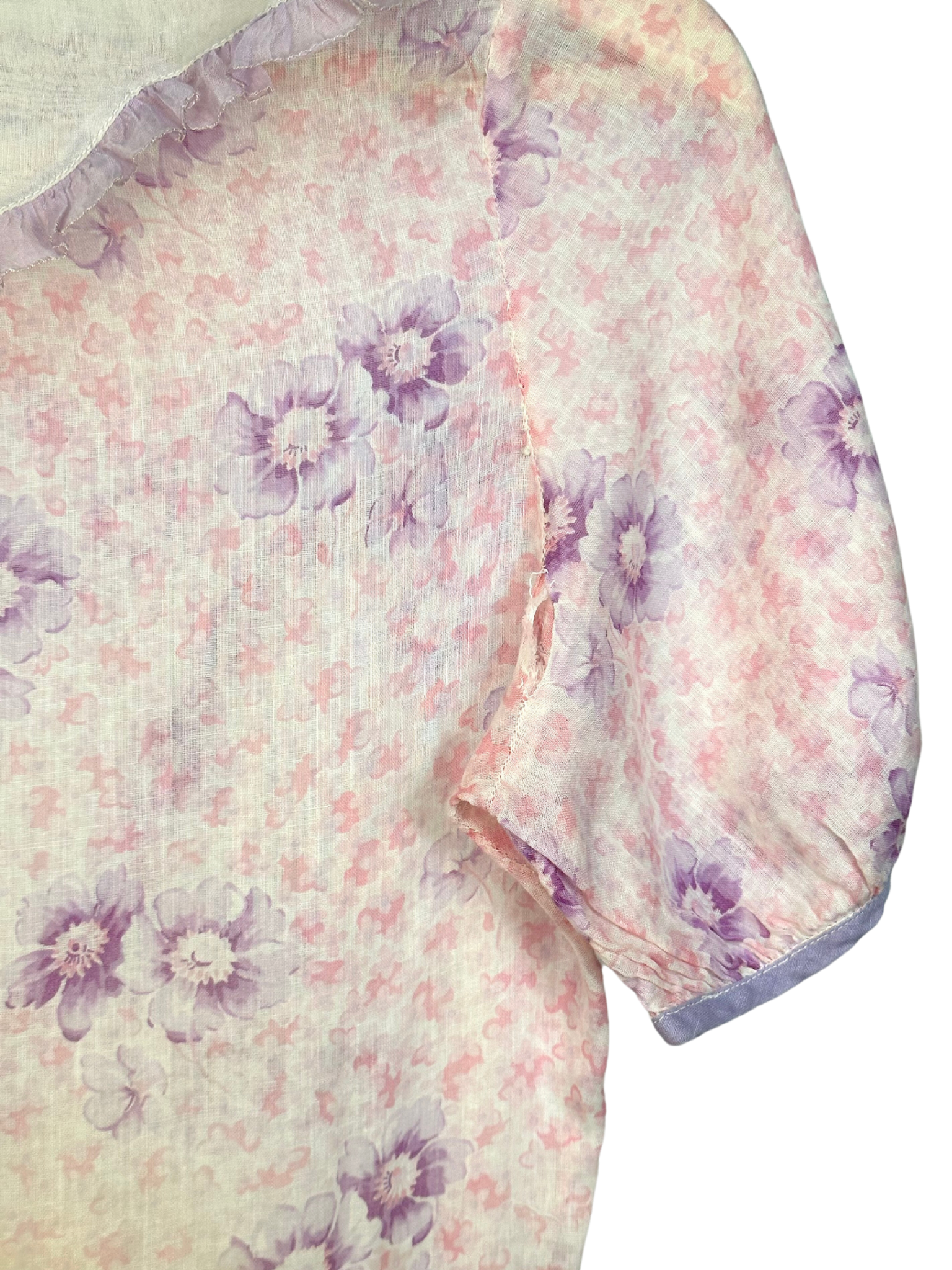Vintage 1930s Pink Floral Cotton Dress - S