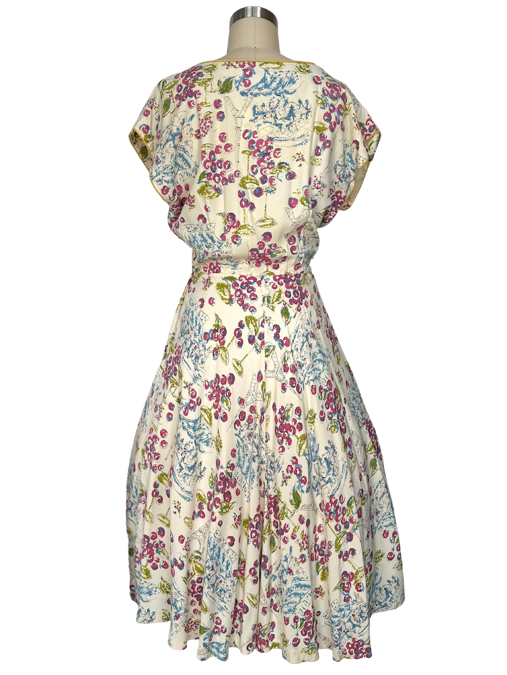 Vintage 1950s Ellen Kaye Paris Themed Day Dress - S