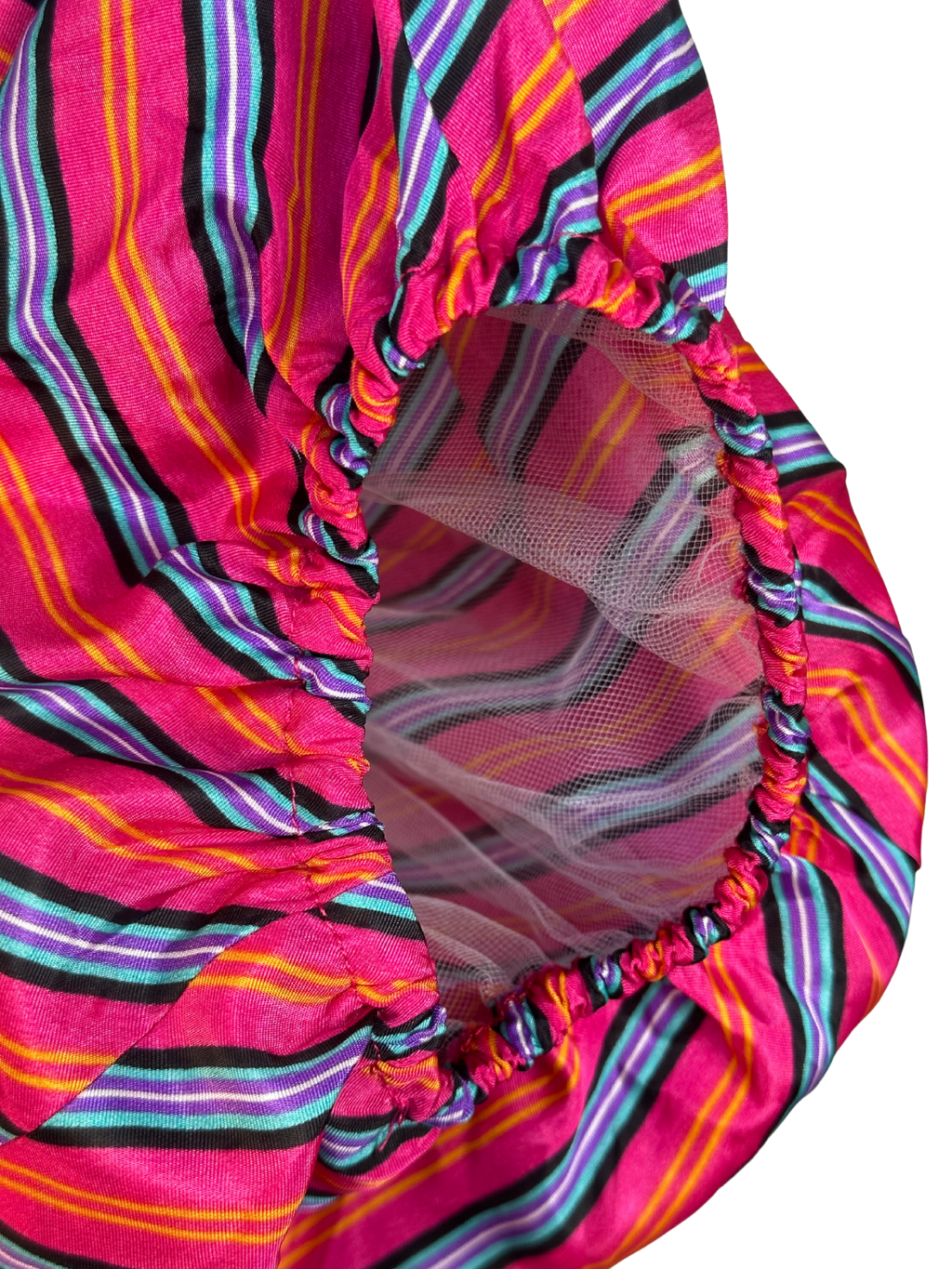 Vintage 1980s Liz Roberts Pink Striped Puff Sleeve Dress - S - M - L