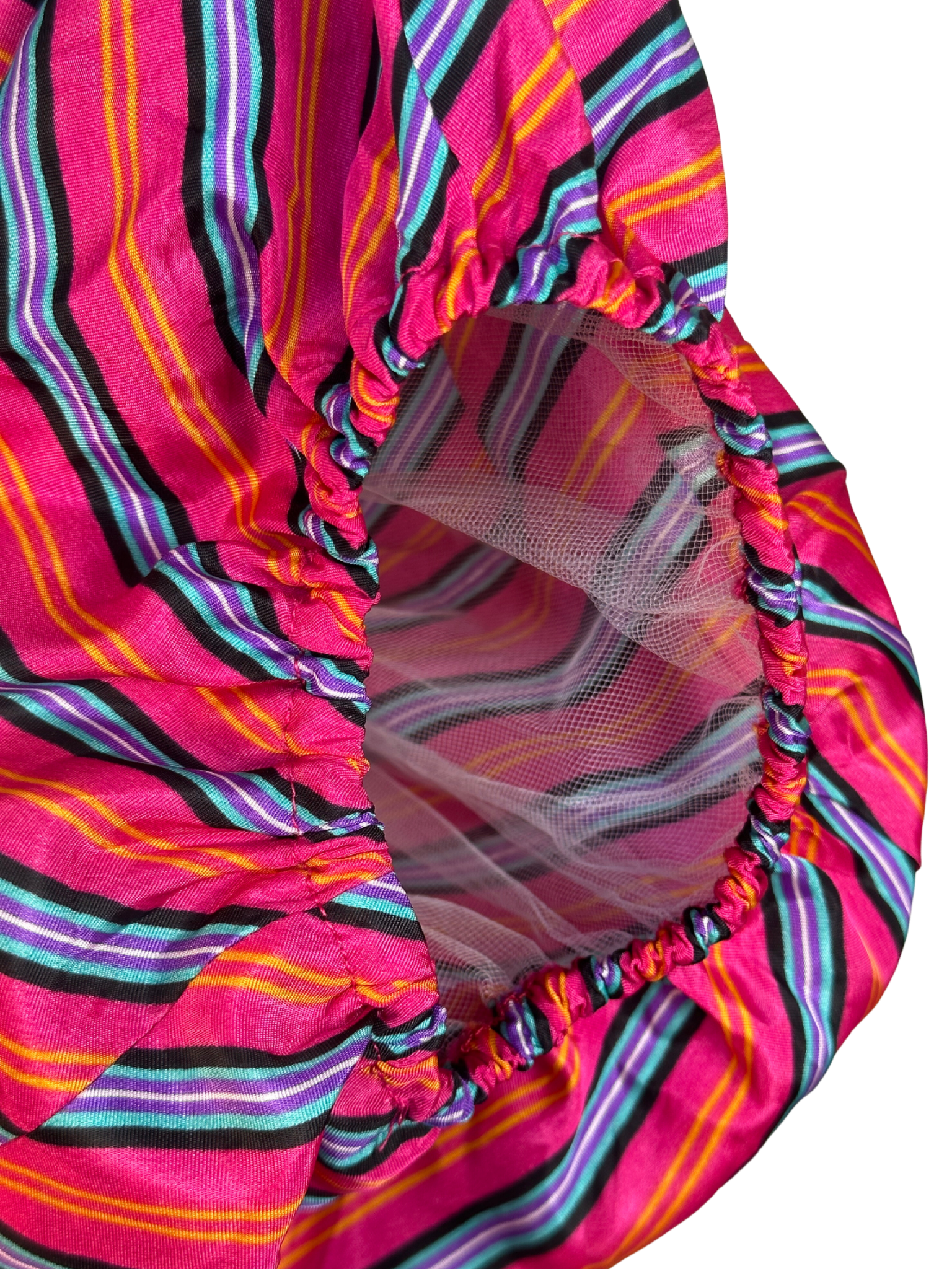 Vintage 1980s Liz Roberts Pink Striped Puff Sleeve Dress - S - M - L