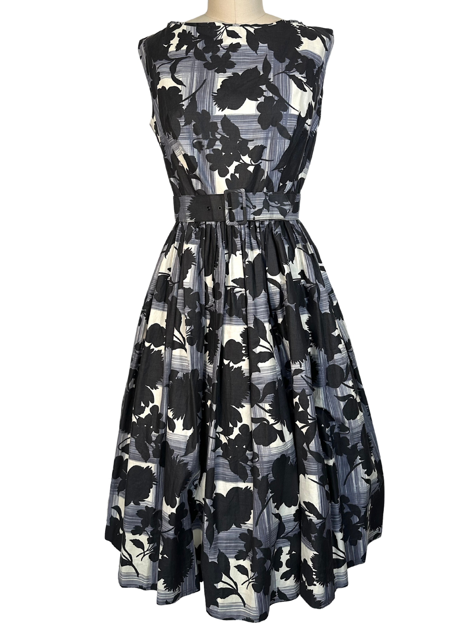 Vintage 1950s Melbray Floral Dress with Belt - S - M