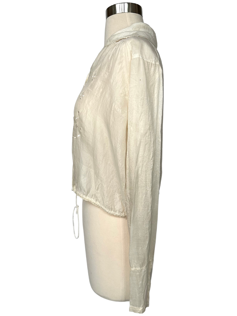 Vintage 1920s Embroidered Cotton Voile Blouse