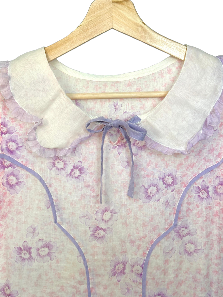 Vintage 1930s Pink Floral Cotton Dress - S