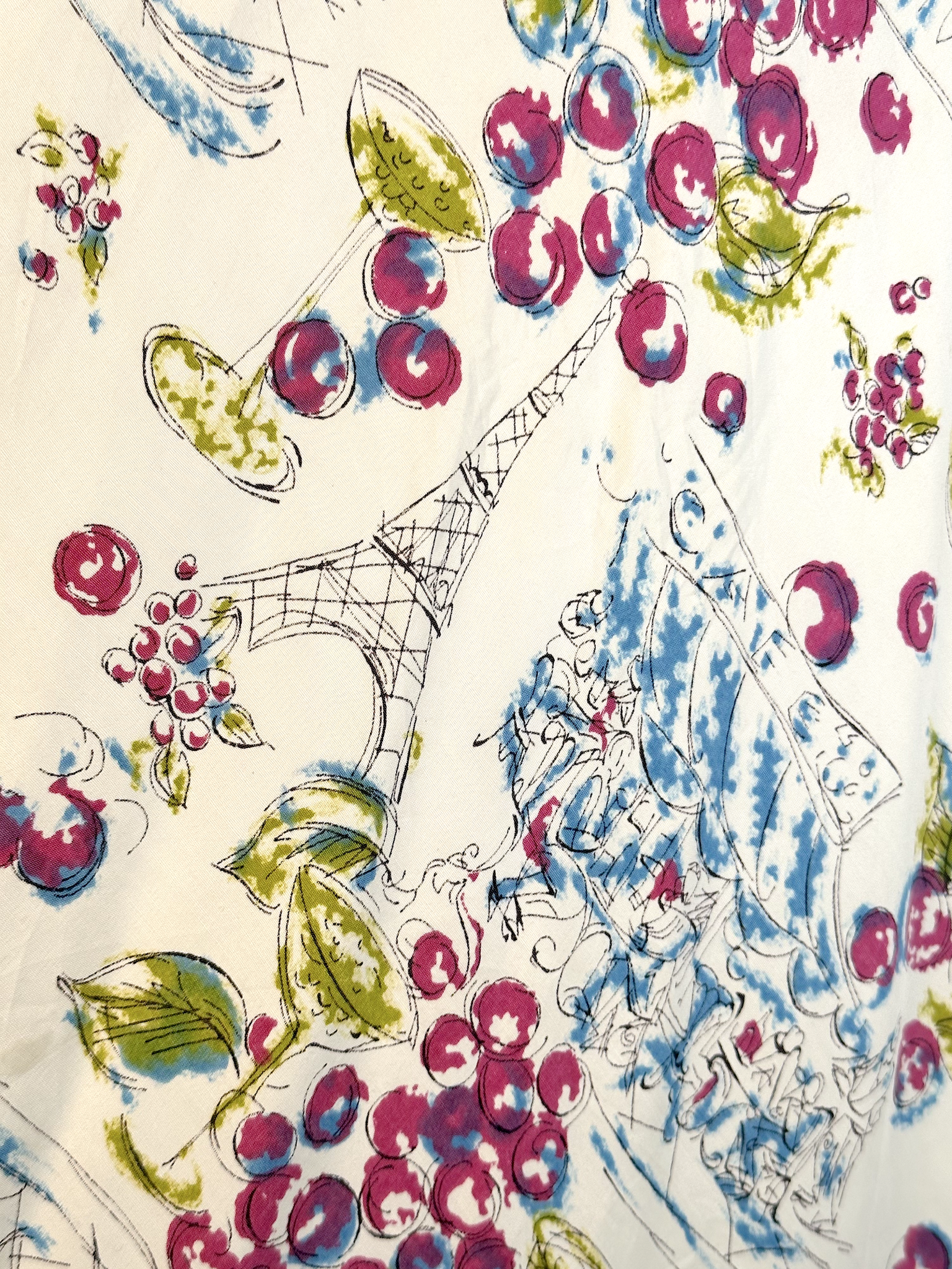 Vintage 1950s Ellen Kaye Paris Themed Day Dress - S