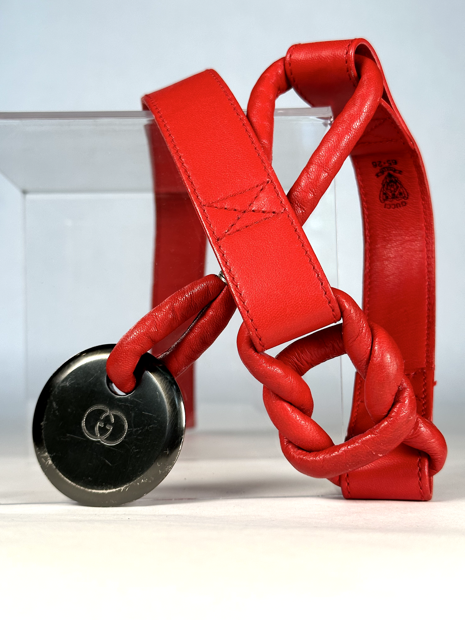 Vintage Red Gucci Hanging Waist Belt - XS - S