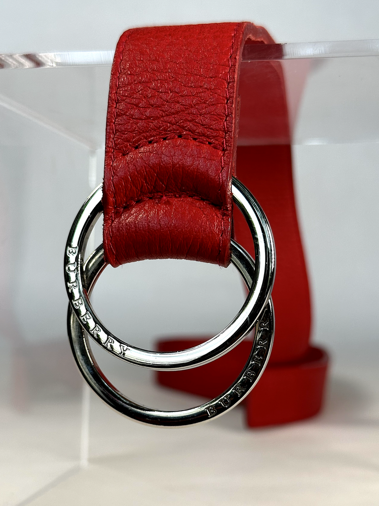 Vintage Red Burberry Ring Belt - S - M