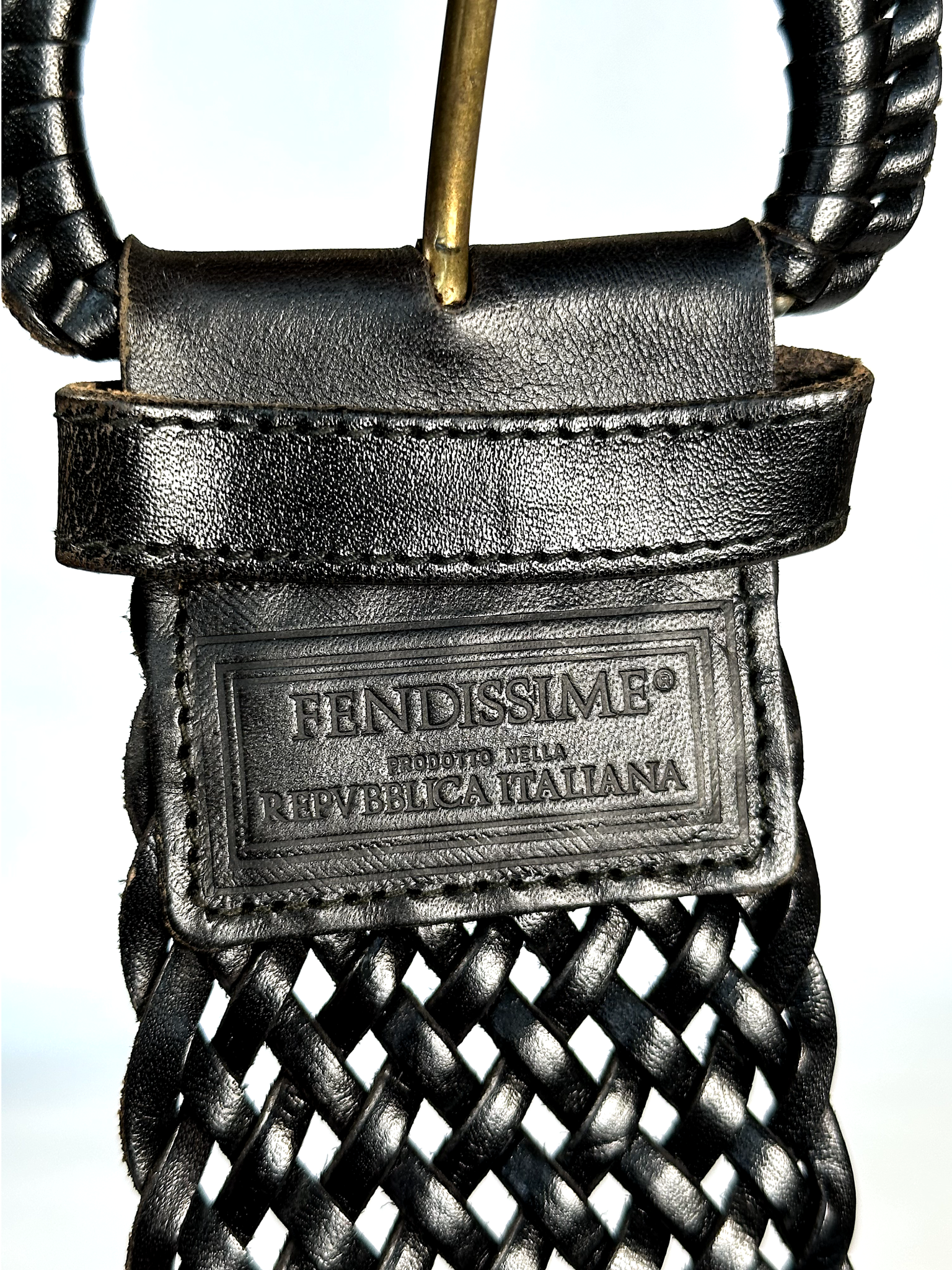 1990s Fendissime by Fendi Black Woven Waist Belt - S - M
