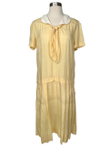 Vintage 1920s Yellow Cotton Flapper Dress - M