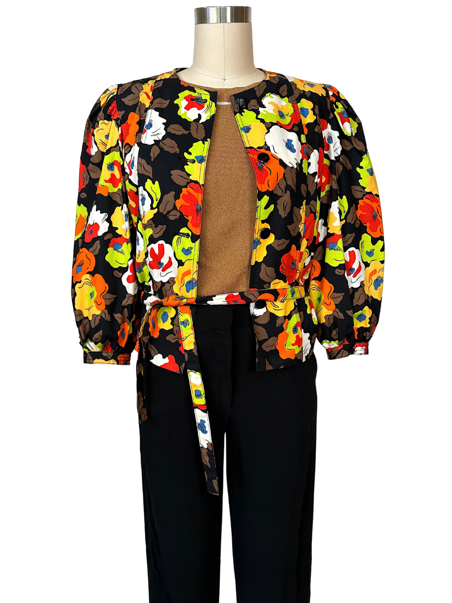 Vintage 1990s Sweet Guy Laroche Floral Blazer and Scarf - M
