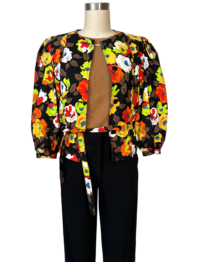 Vintage 1990s Sweet Guy Laroche Floral Blazer and Scarf - M