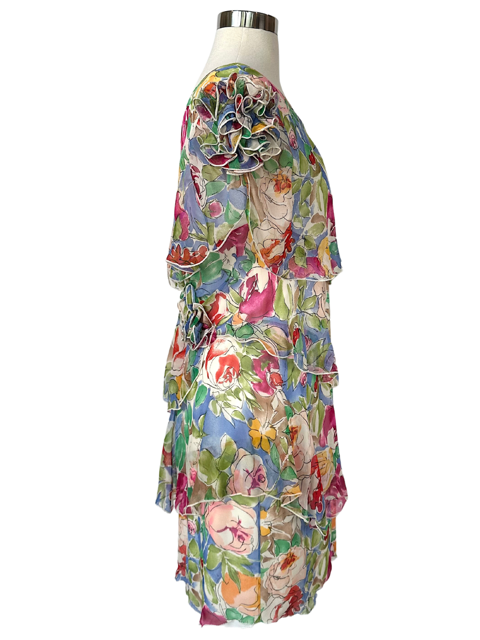 Vintage 1970s Holly Harp Tiered Floral Dress - S - M