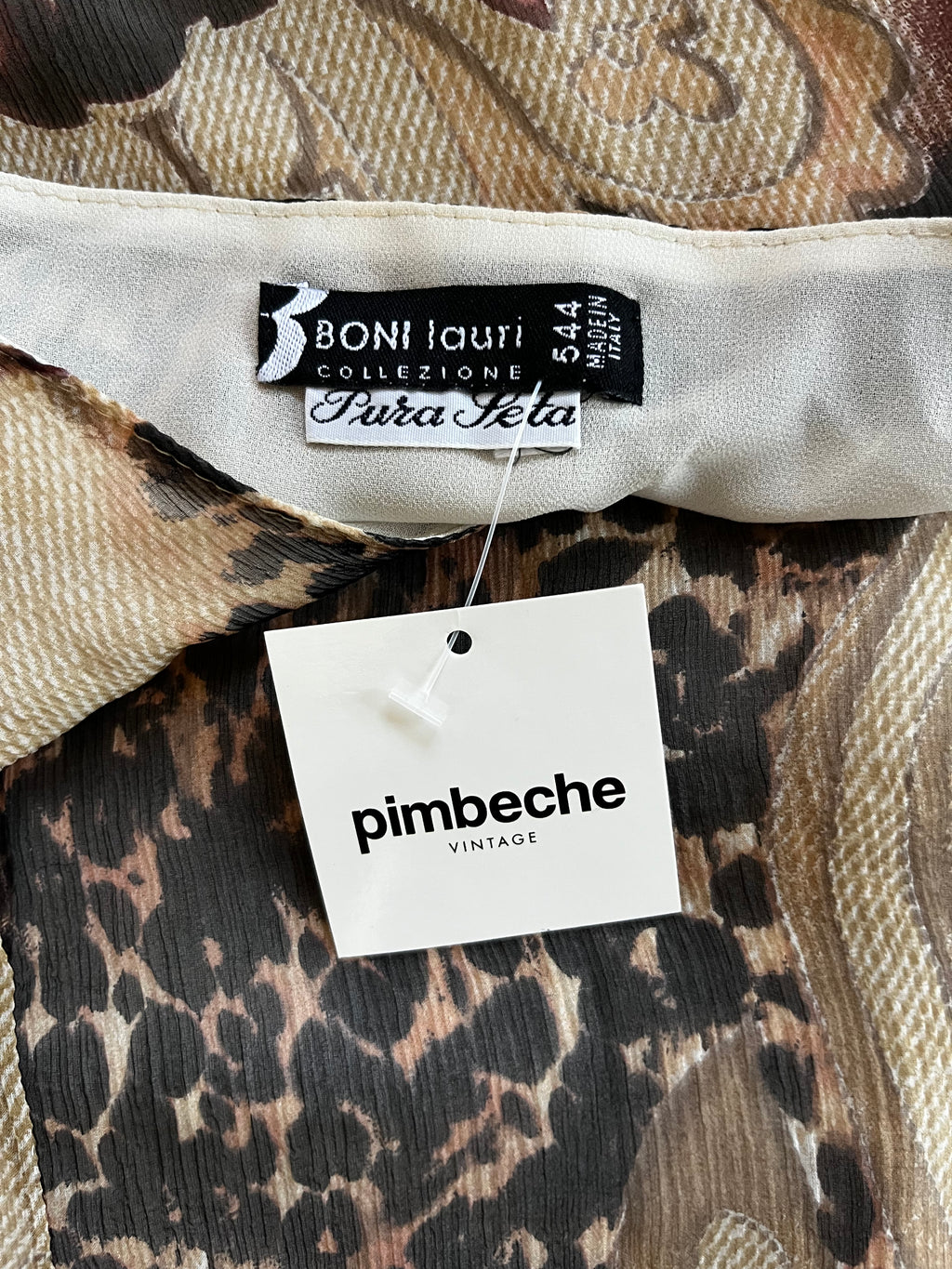 Y2K Italian summer silk earth tone animal print sleeveless top - L