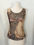 Y2K Italian summer silk earth tone animal print sleeveless top - L
