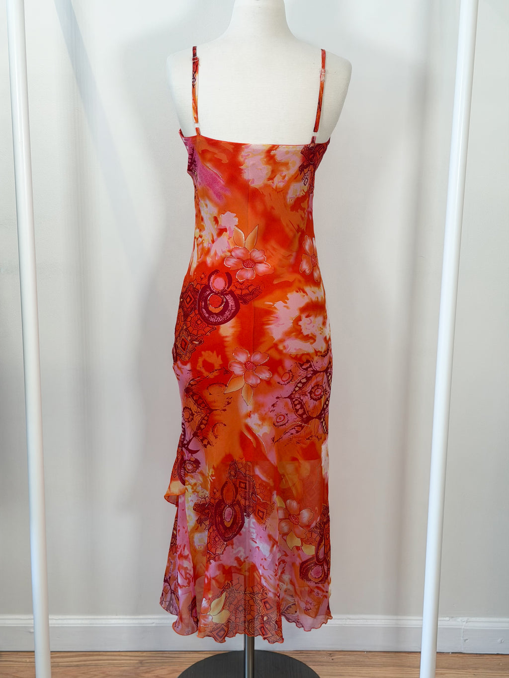 Y2K Italian flirty festival glitter print slip dress S