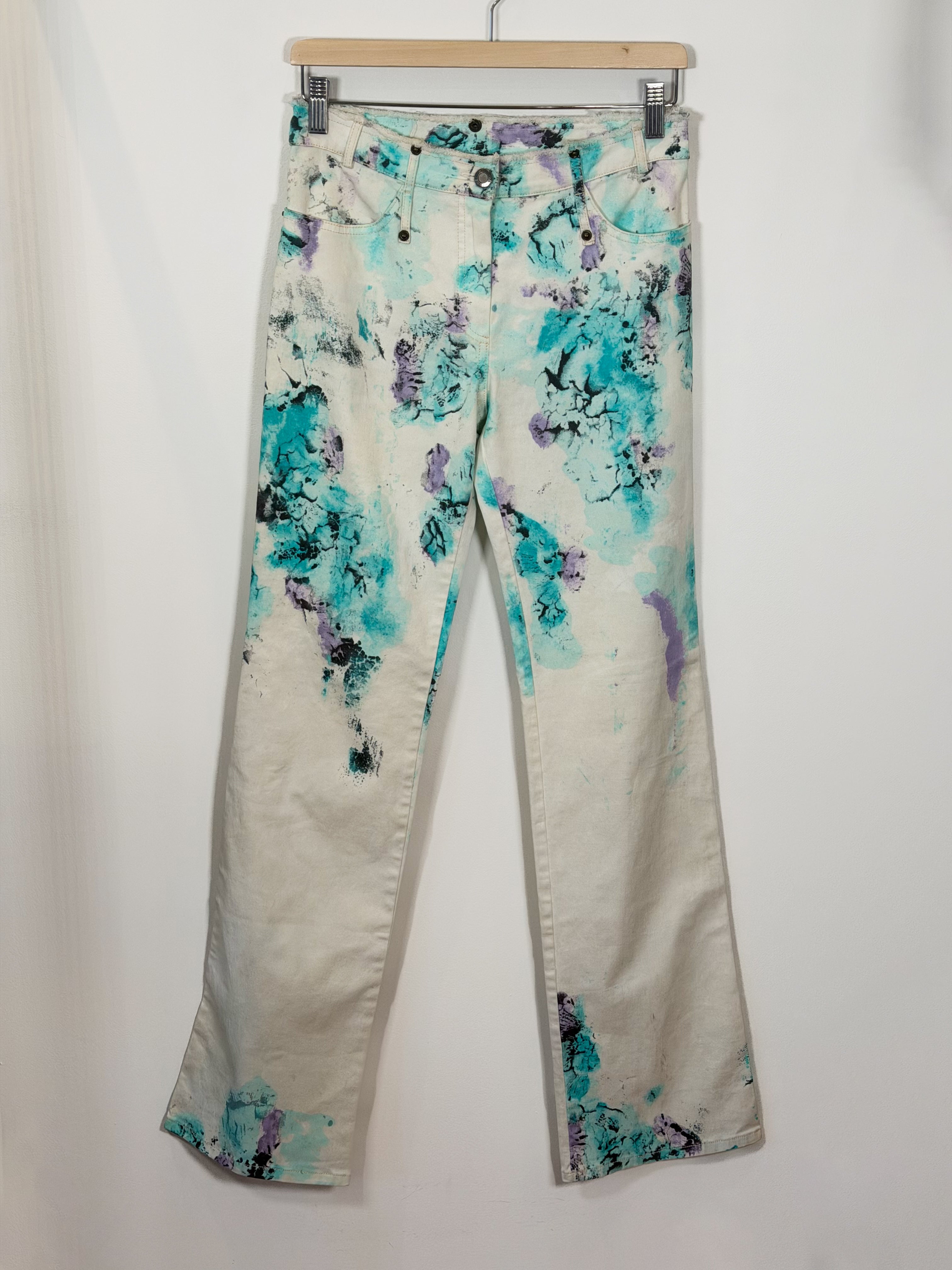 Roberta Scarpa Y2K Italian Artsy girl low waisted bootcut tie dye trousers S