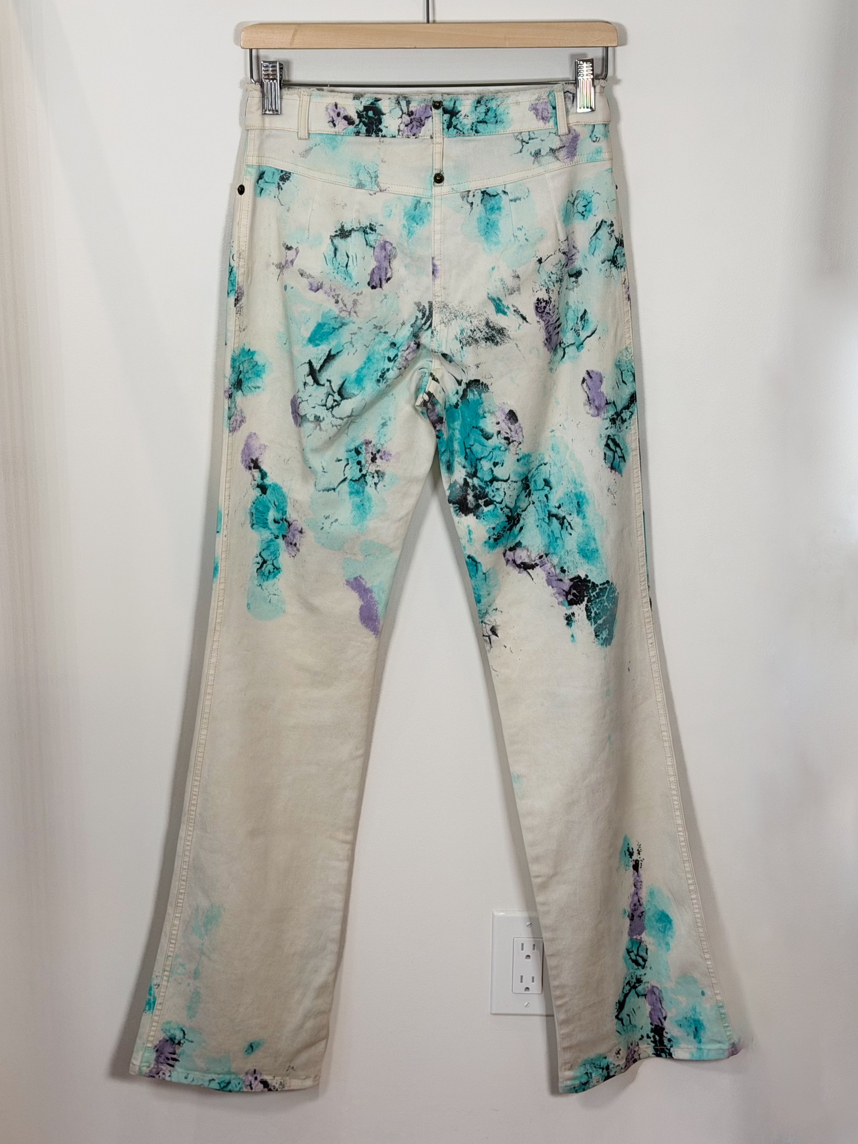 Roberta Scarpa Y2K Italian Artsy girl low waisted bootcut tie dye trousers S