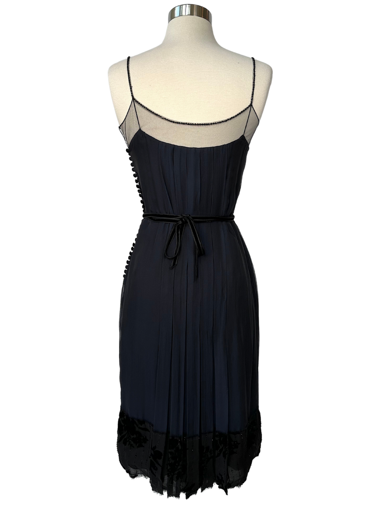 Vintage J. Mendel Navy and Black Cocktail Dress - XS - S
