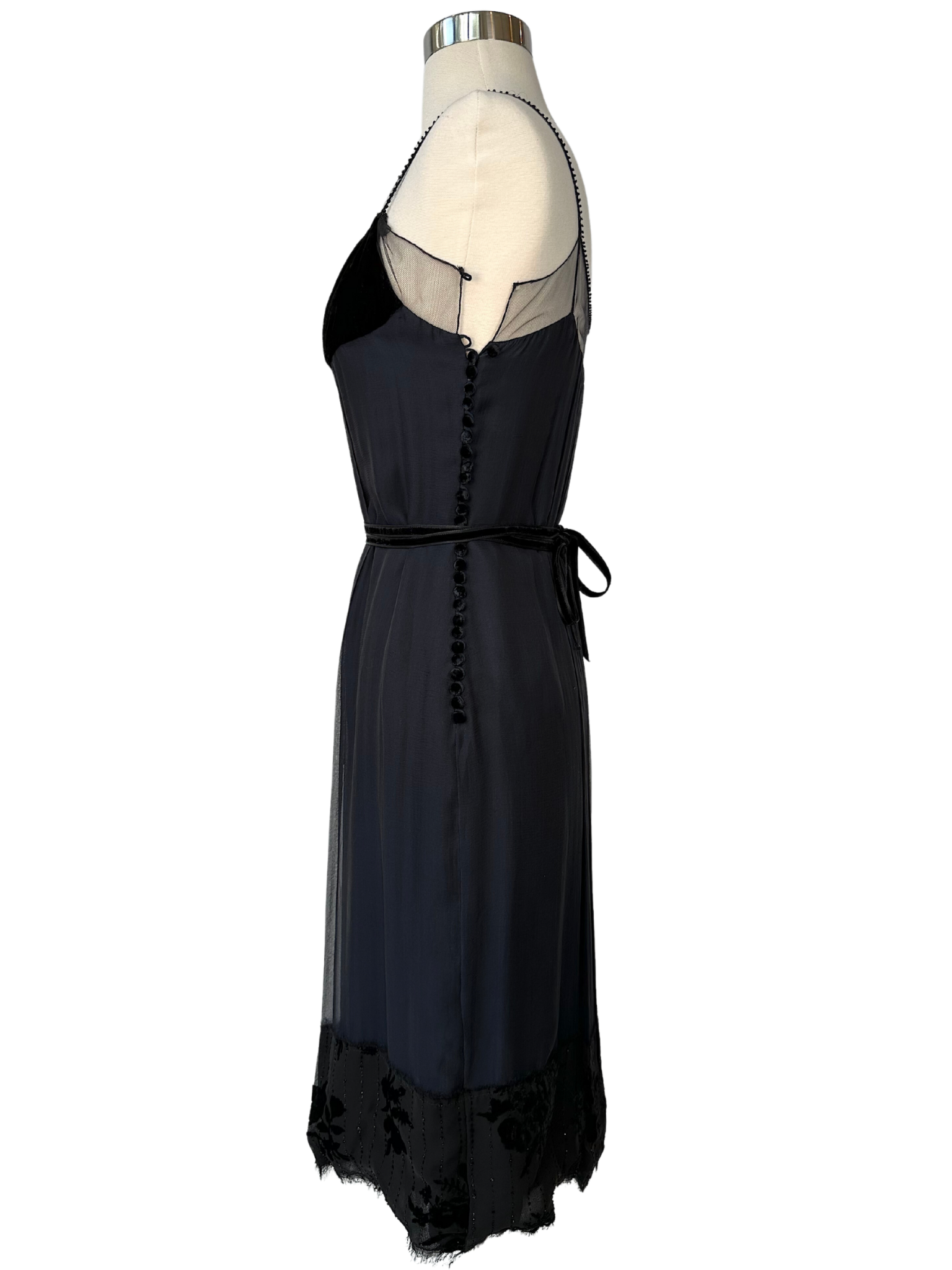 black dress xs Vintage J. Mendel Navy and Black Cocktail Dress - XS