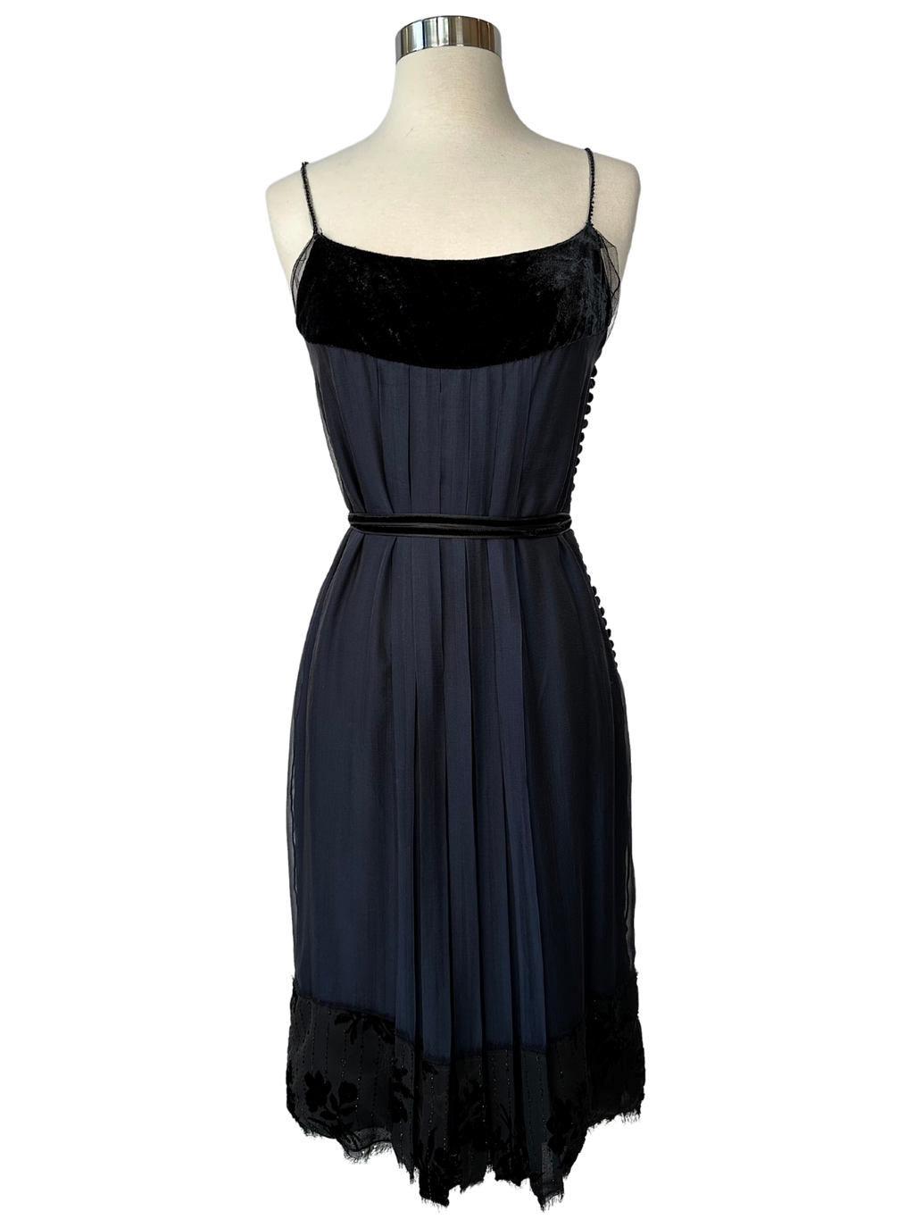 Vintage J. Mendel Navy and Black Cocktail Dress - XS - S