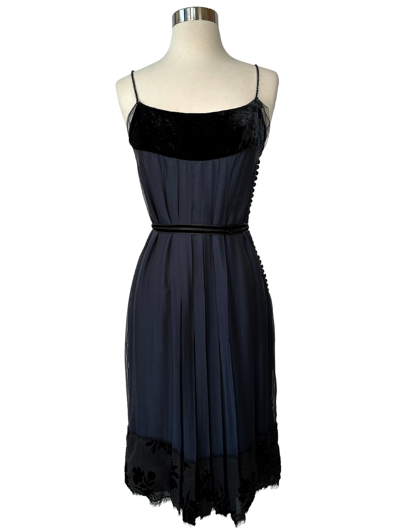 Vintage J. Mendel Navy and Black Cocktail Dress - XS - S
