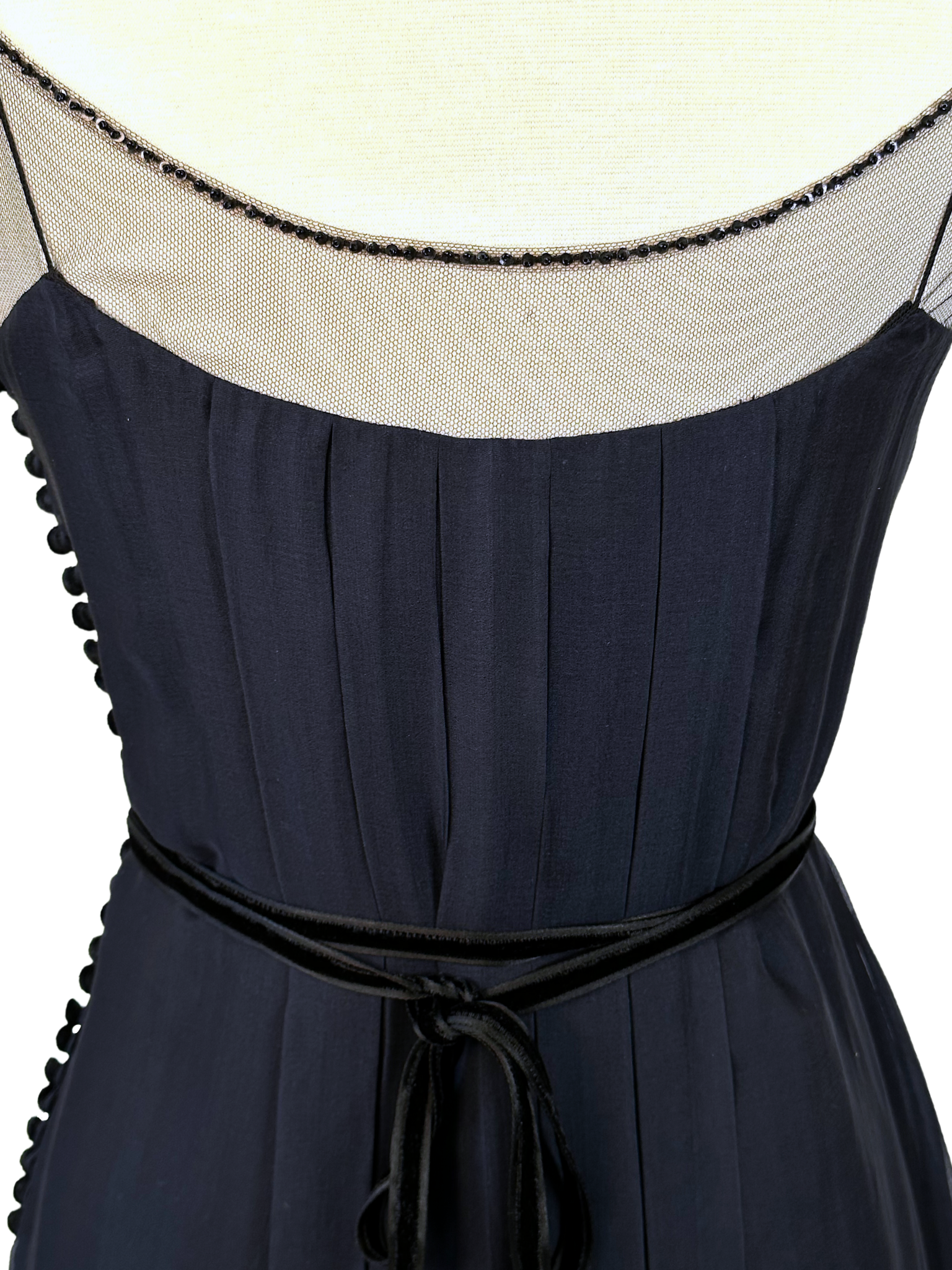 Vintage J. Mendel Navy and Black Cocktail Dress - XS - S