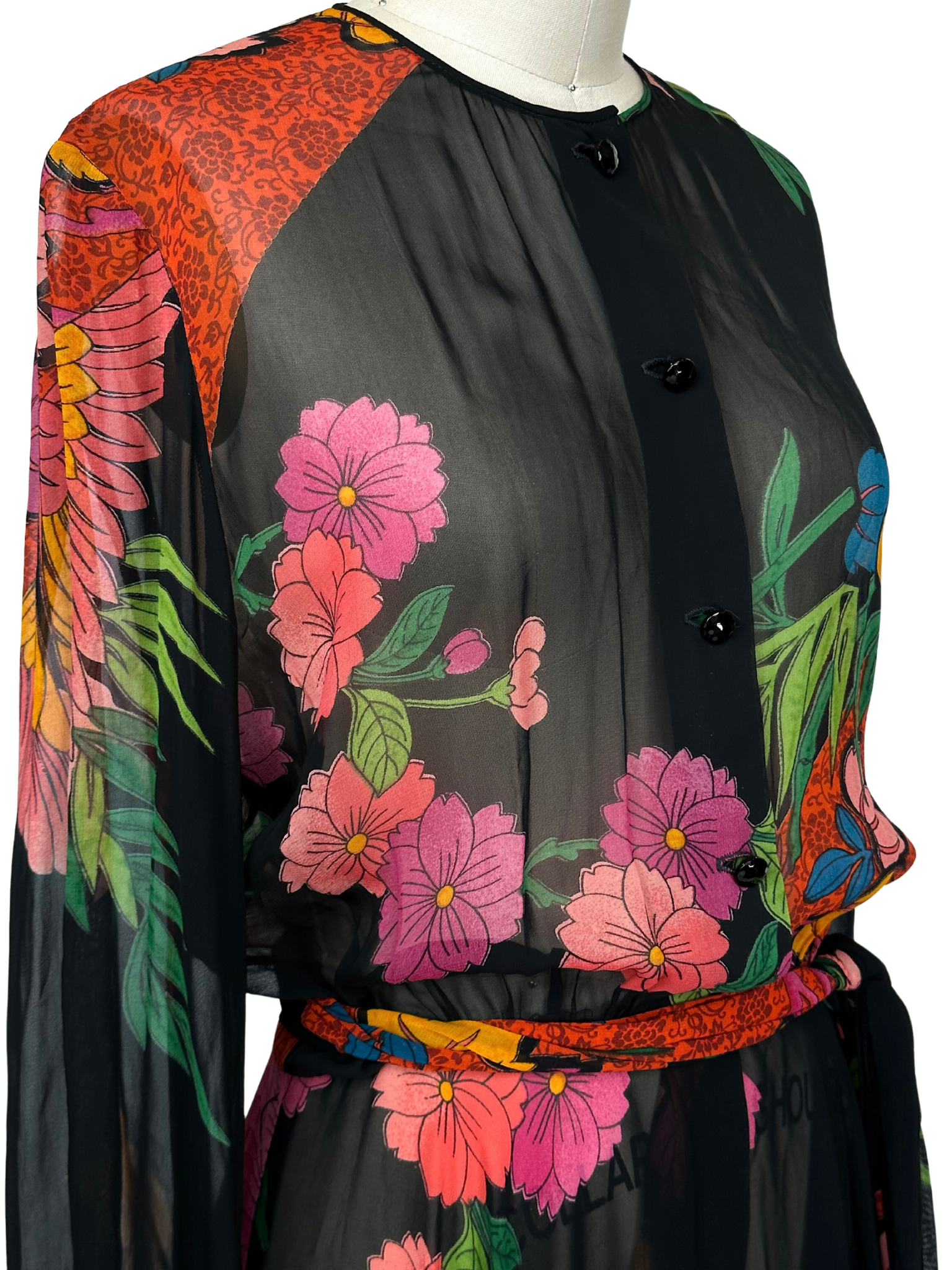 Rare vintage Judy Hornby Sheer Tropical Dress - S - M