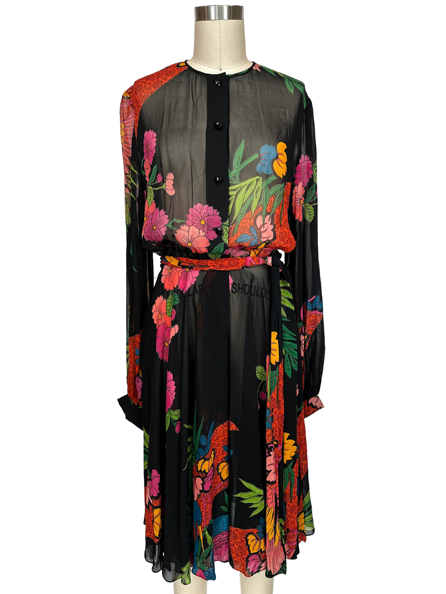 Rare vintage Judy Hornby Sheer Tropical Dress - S - M