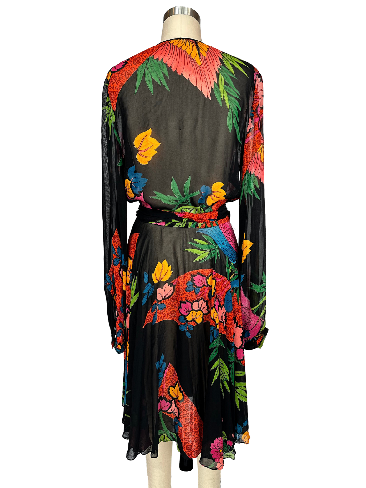 Rare vintage Judy Hornby Sheer Tropical Dress - S - M